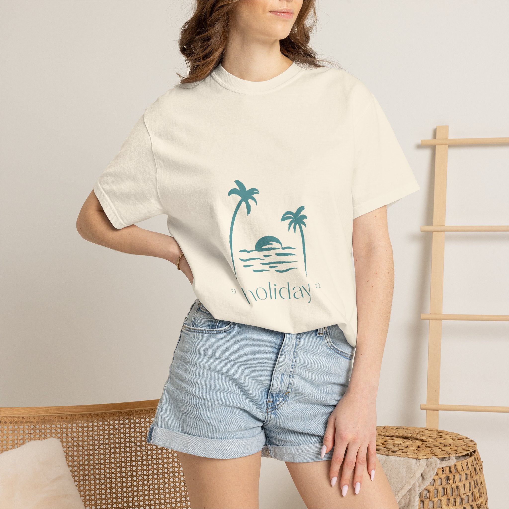 Holiday Palm Beach T-Shirt — Vintage Sunset Tropical Graphic