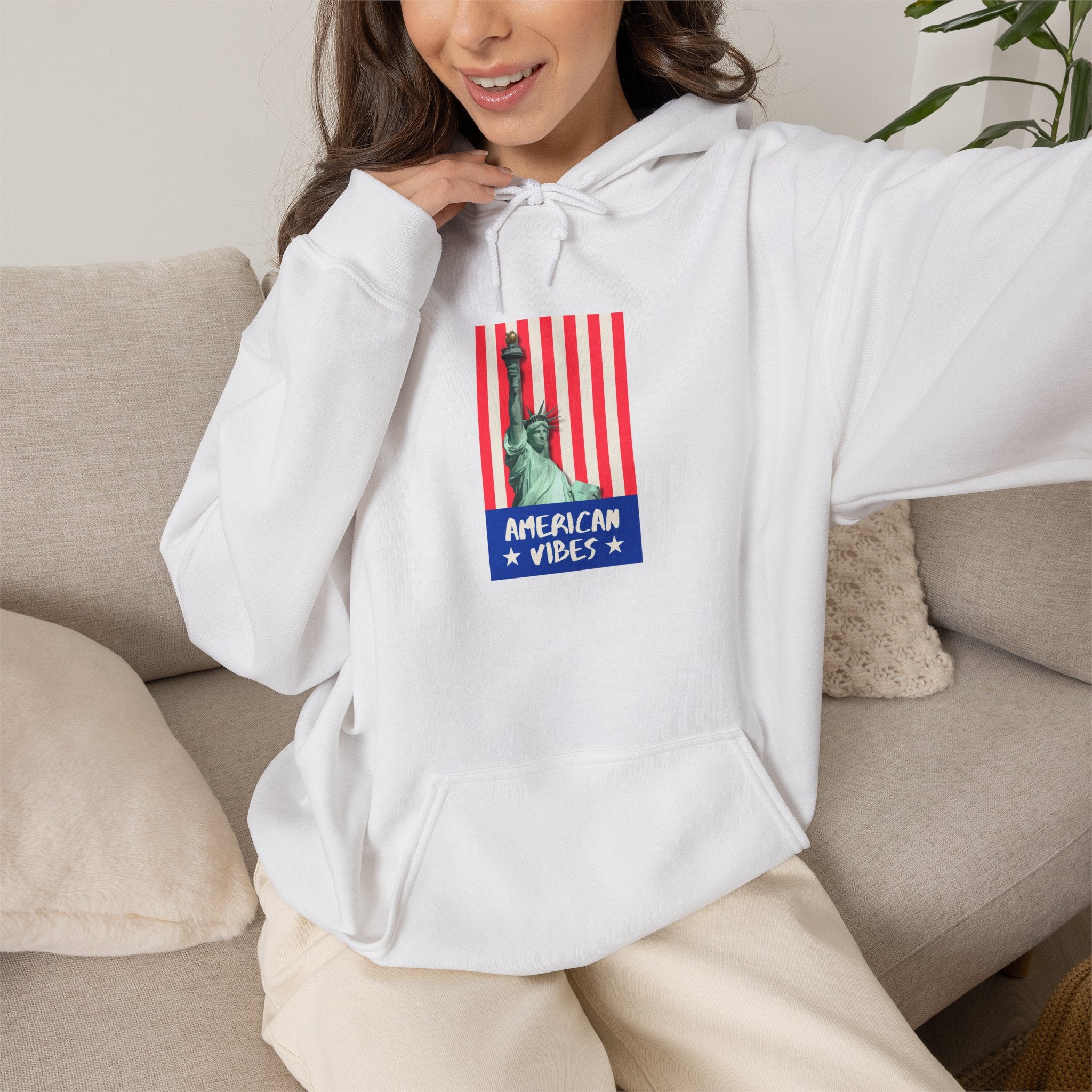 Liberty Statue Hoodie — "American Vibes" Patriotic Pullover