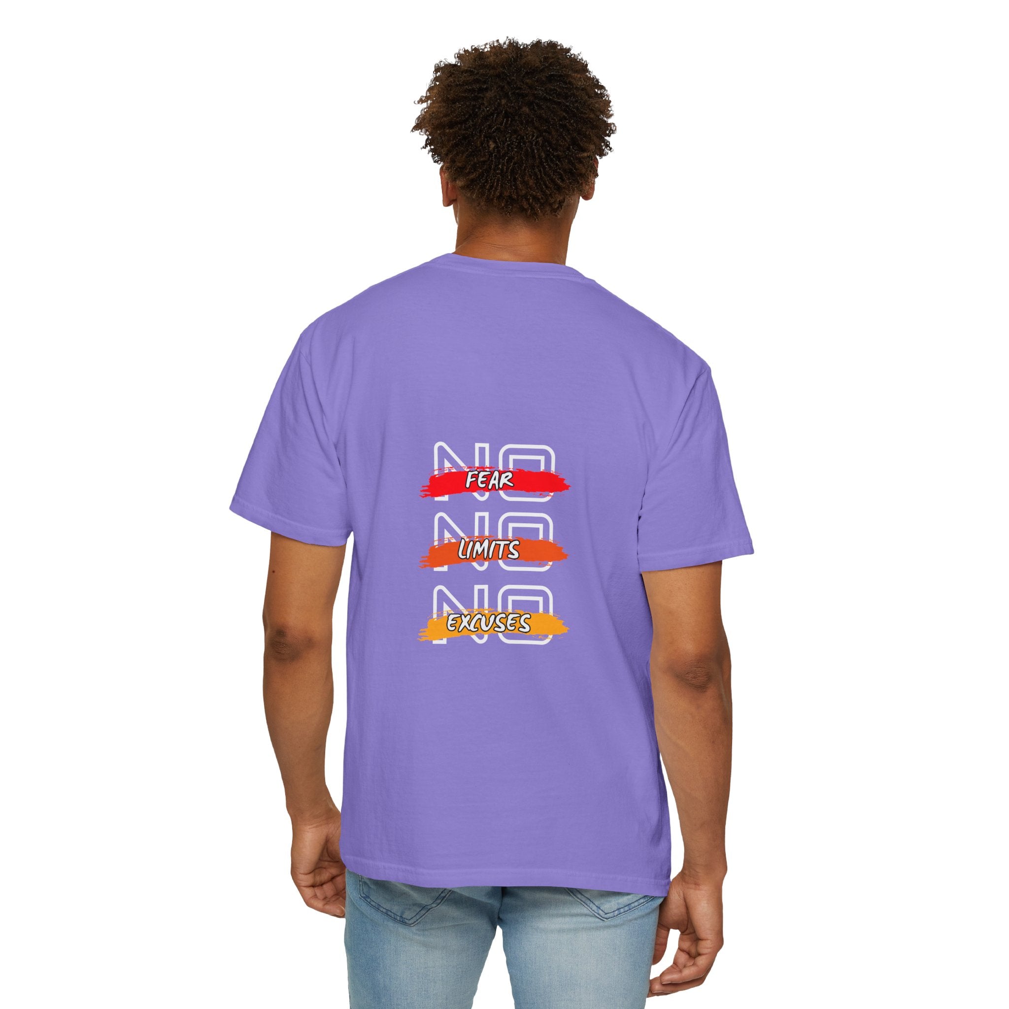 T-Shirt — "No Fear, No Limits, No Excuses" Motivational Graphic Tee