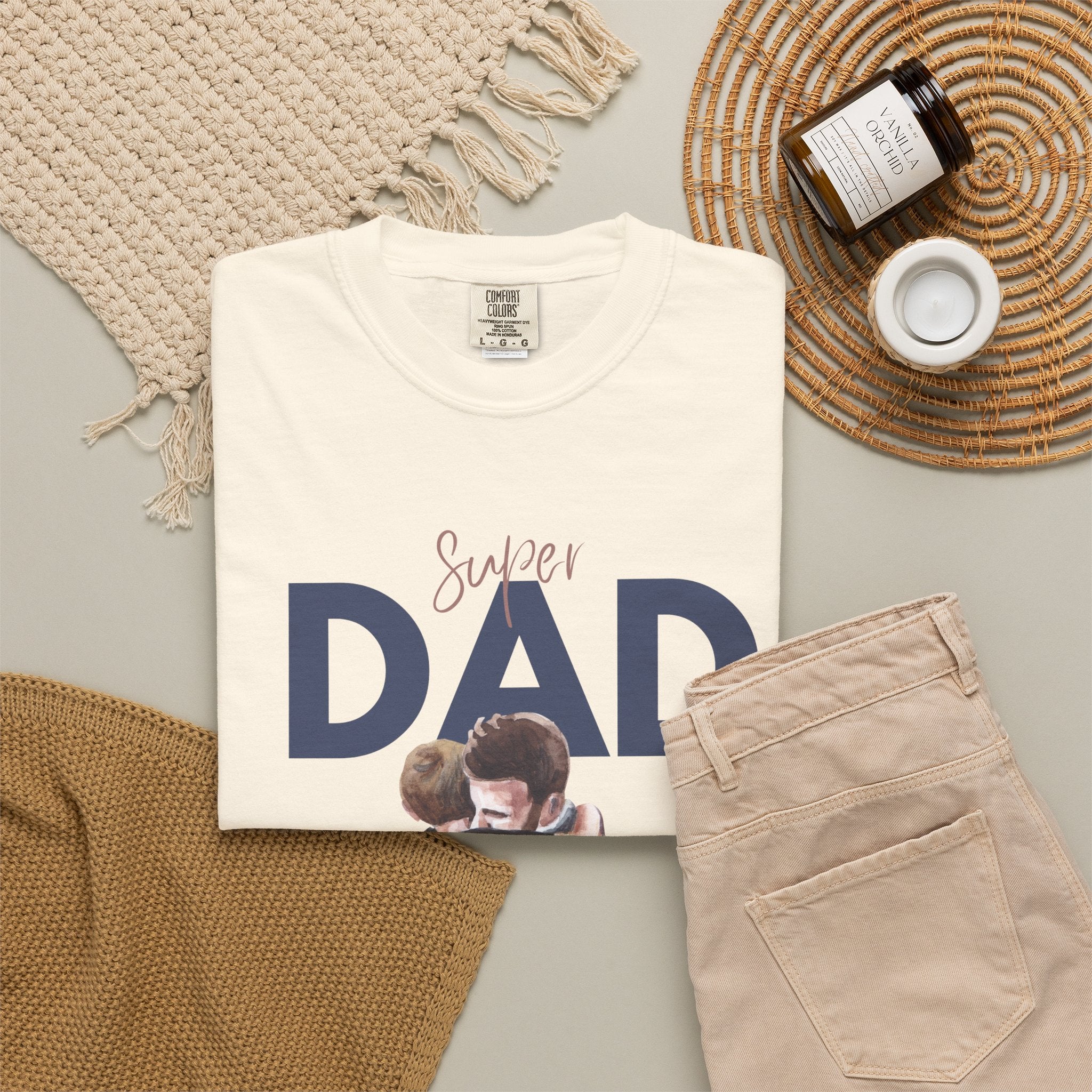 Father & Son Hug T-Shirt — Super Dad Graphic Tee for Father's Day