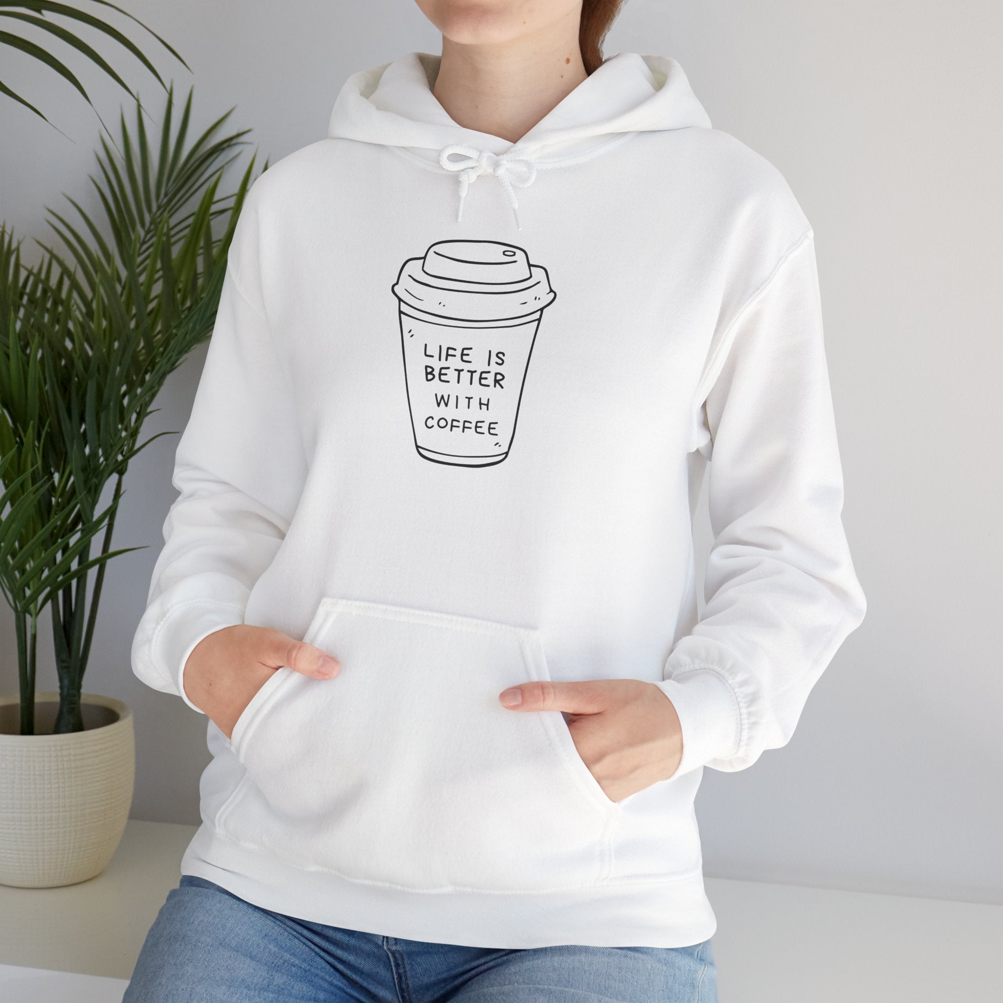 Coffee Lovers Hoodie - "Life Is Better With Coffee" Minimal Graphic Pullover