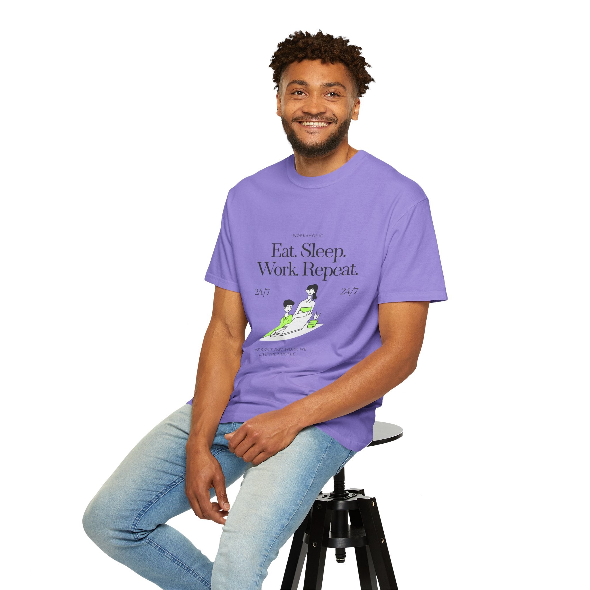 Eat. Sleep. Work. Repeat. Tee — Minimalist Remote Work Graphic T-Shirt