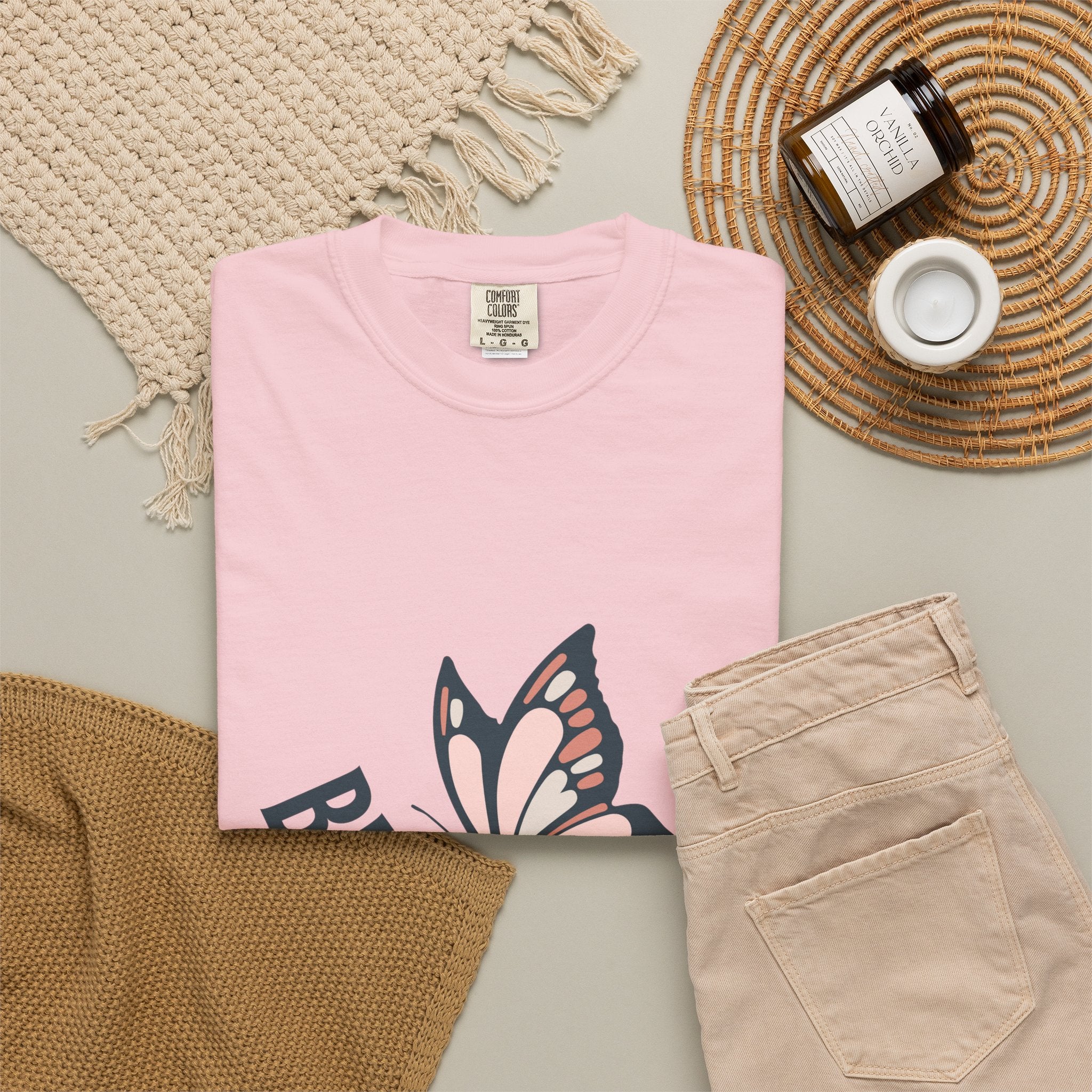 Butterfly Graphic T-Shirt — Pink Monarch Floral Tee