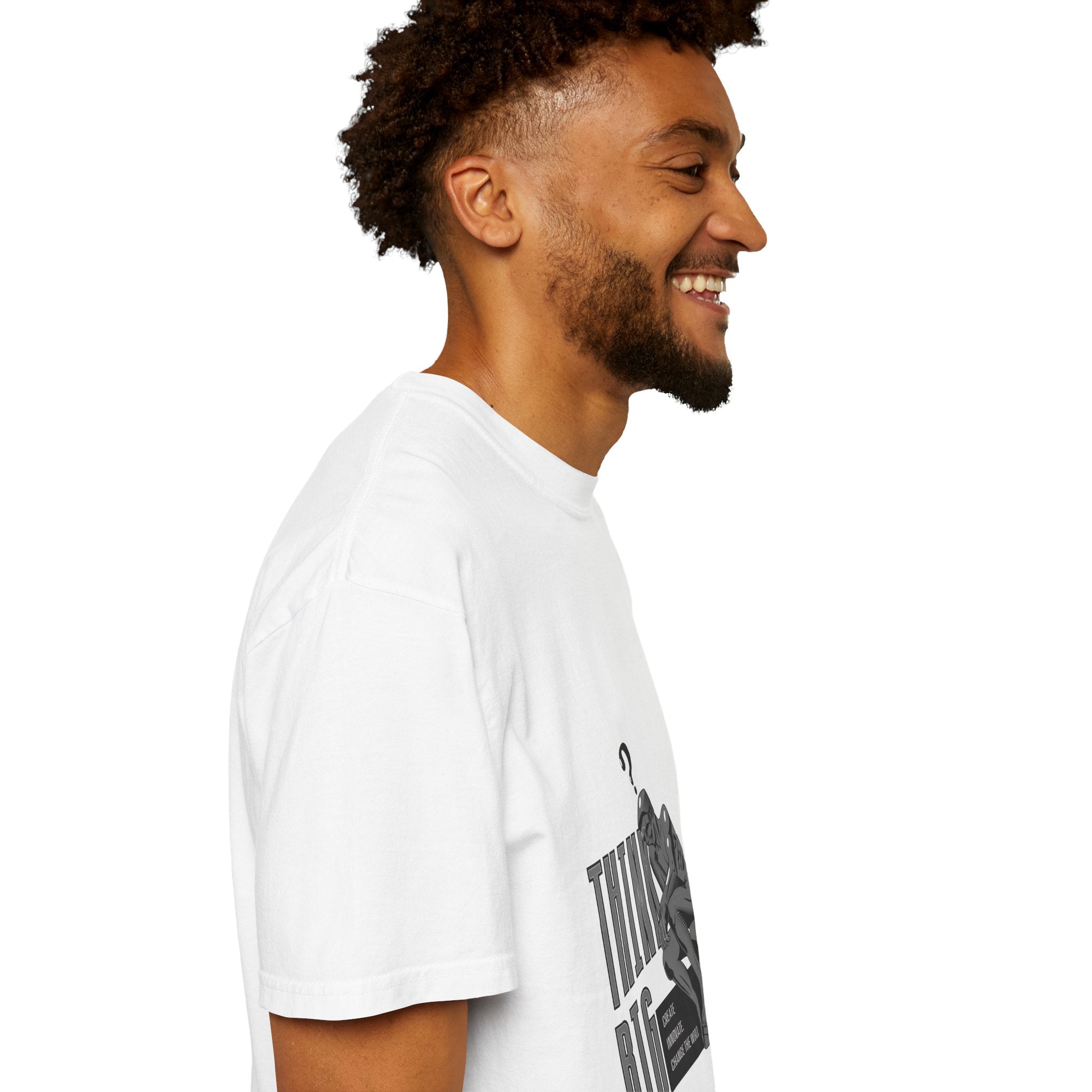 Think Big T-Shirt — Motivational Graphic Tee with Thinking Man Design