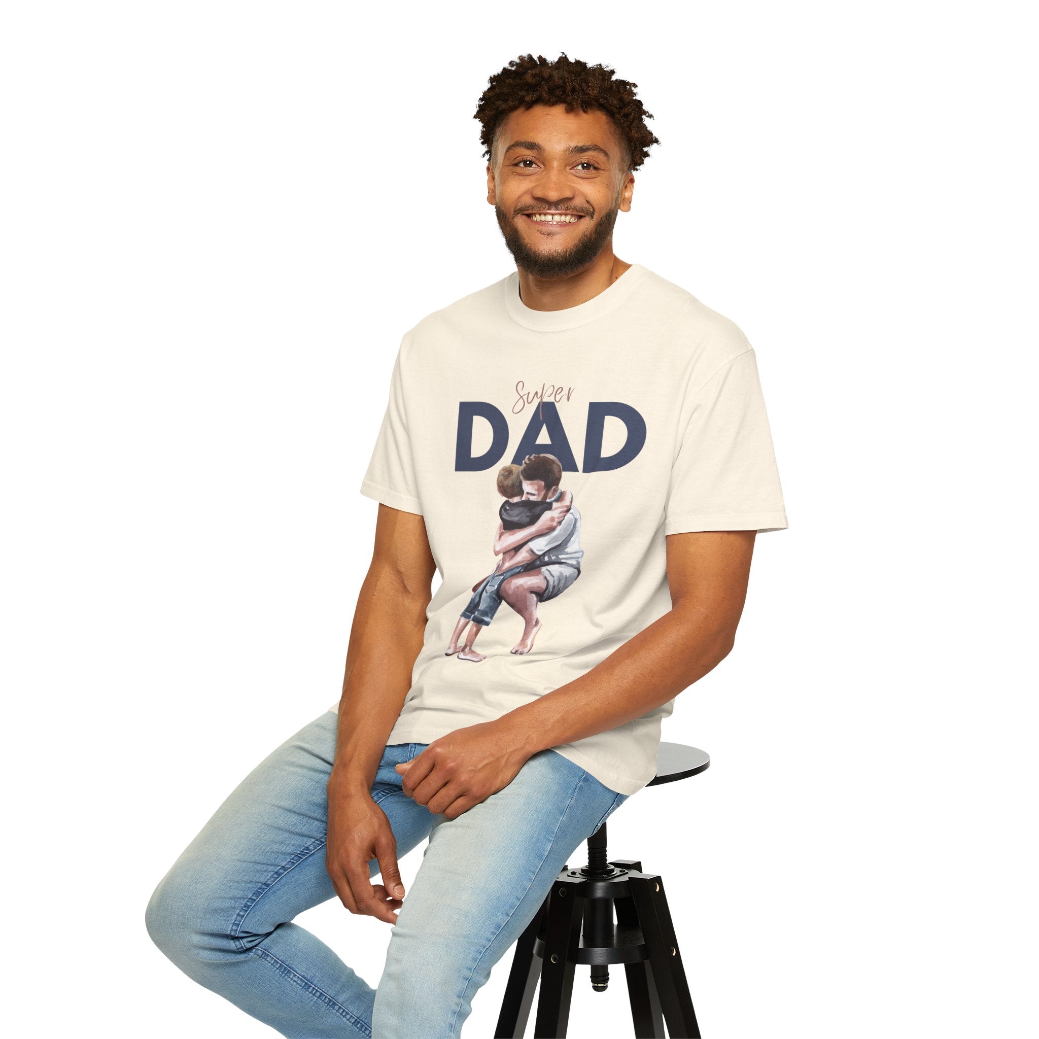 Father & Son Hug T-Shirt — Super Dad Graphic Tee for Father's Day
