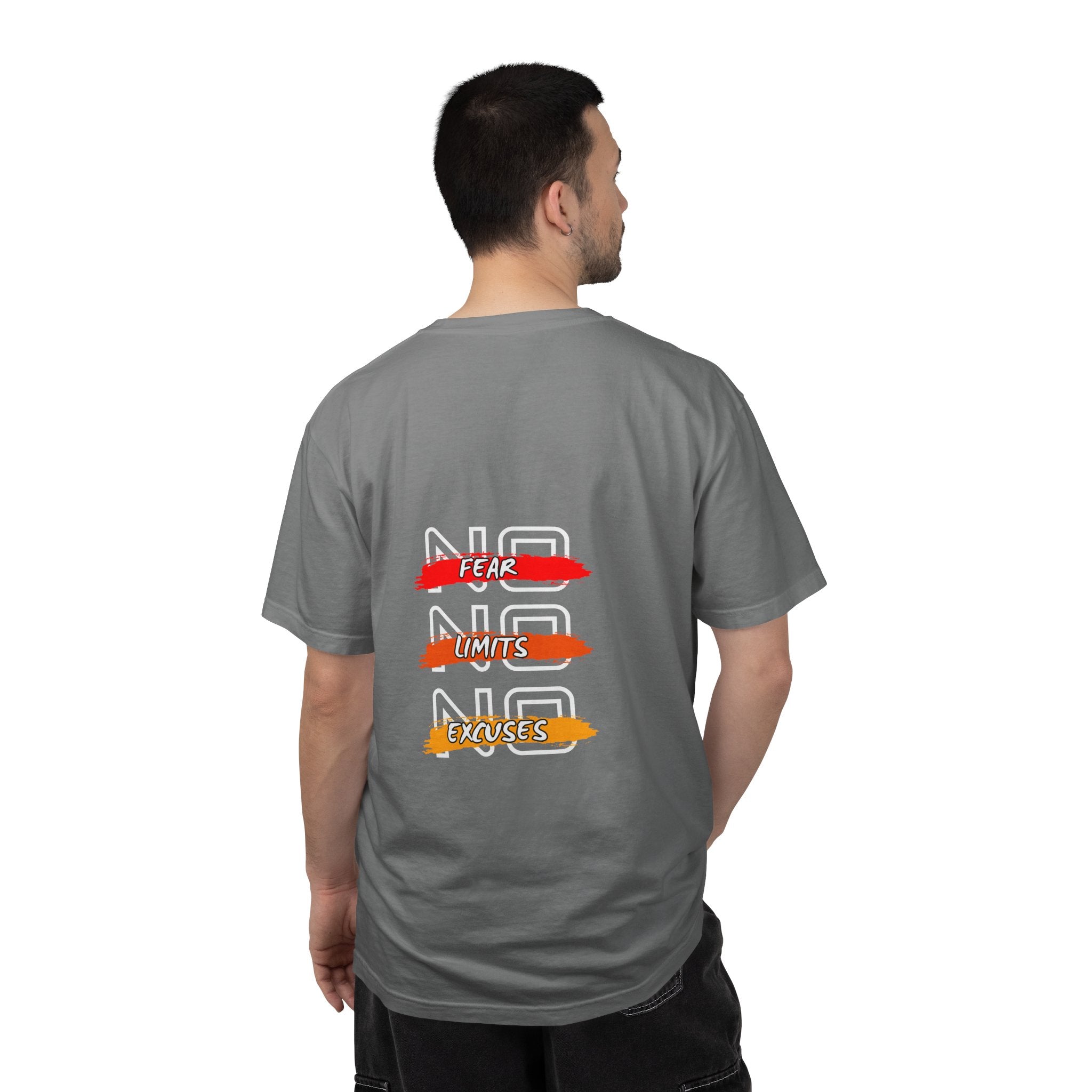 T-Shirt — "No Fear, No Limits, No Excuses" Motivational Graphic Tee