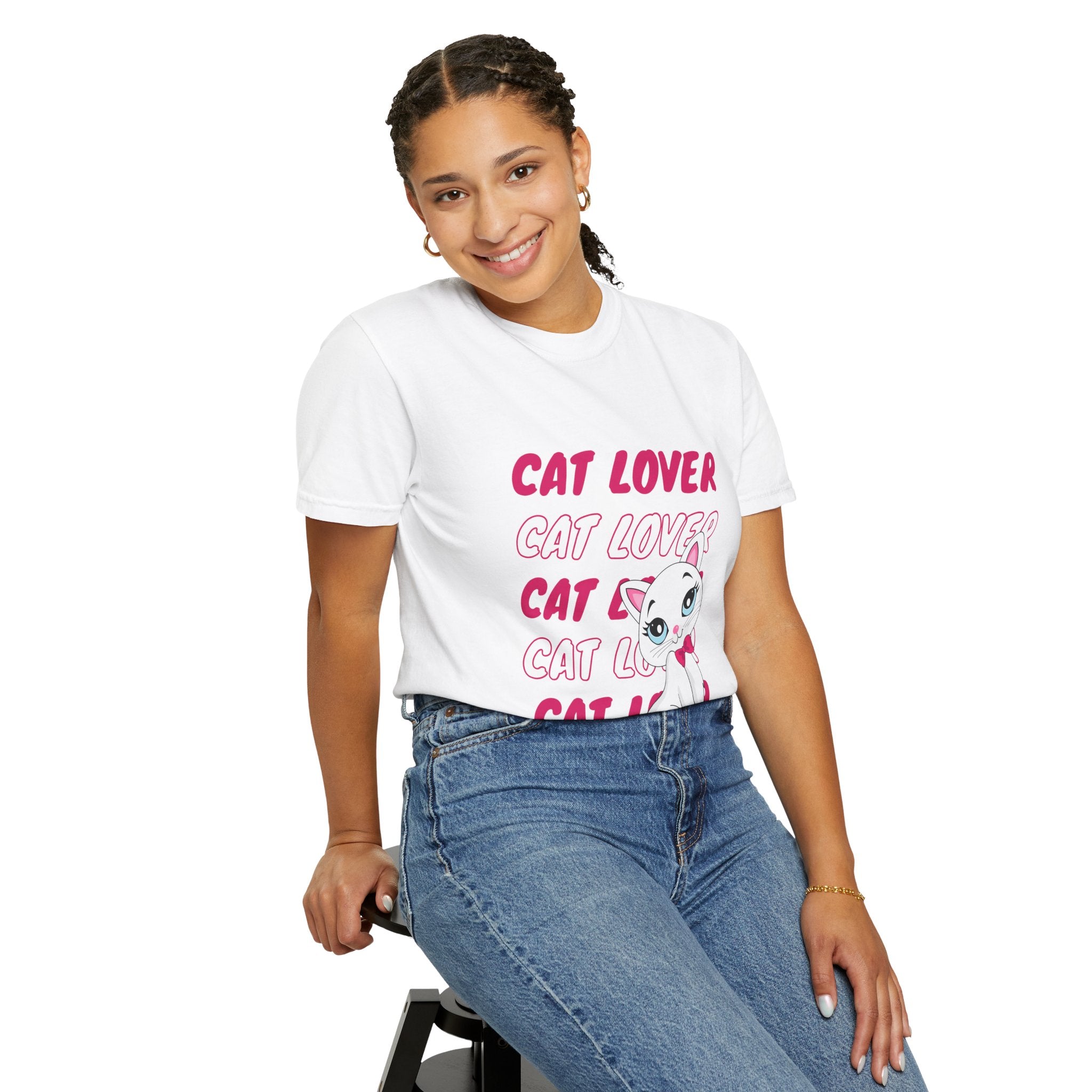 Cat Lover T-Shirt — Cute White Kitten Graphic Tee for Cat Moms & Fans