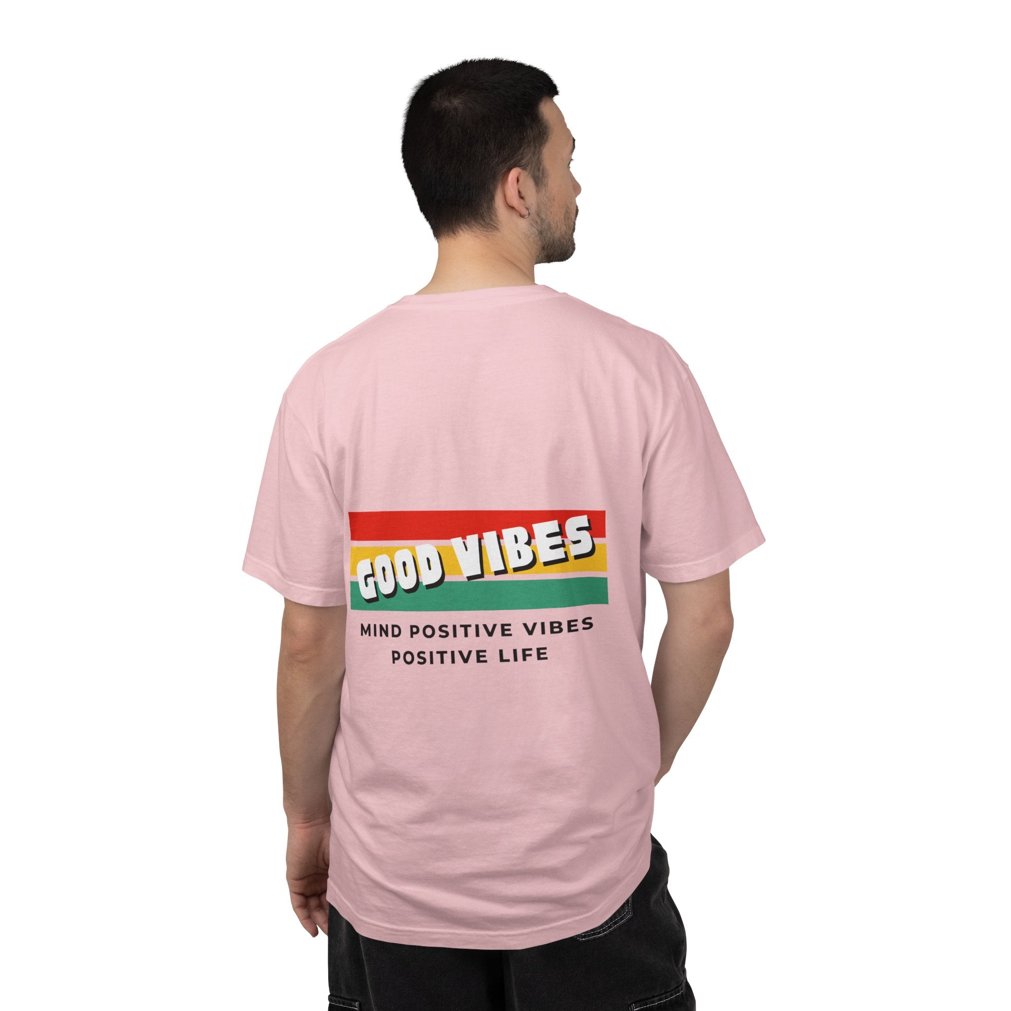 Good Vibes T-Shirt — Retro Stripes “Mind Positive Vibes, Positive Life”