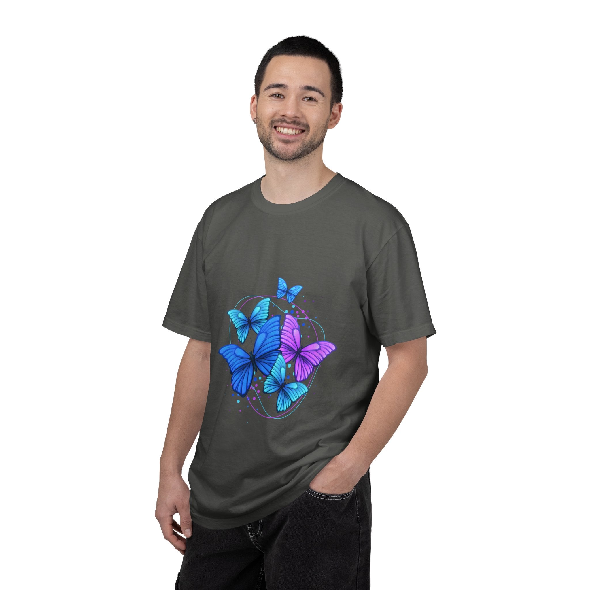 Butterfly Cluster T‑Shirt — Blue & Purple Wings Graphic Tee