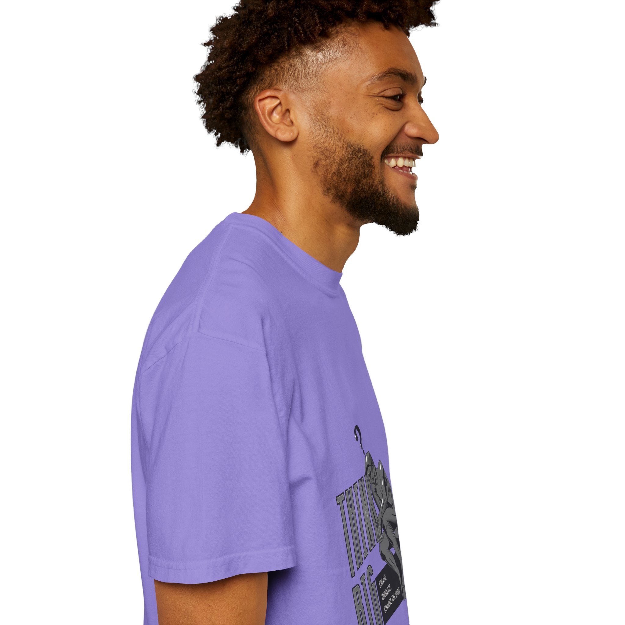Think Big T-Shirt — Motivational Graphic Tee with Thinking Man Design