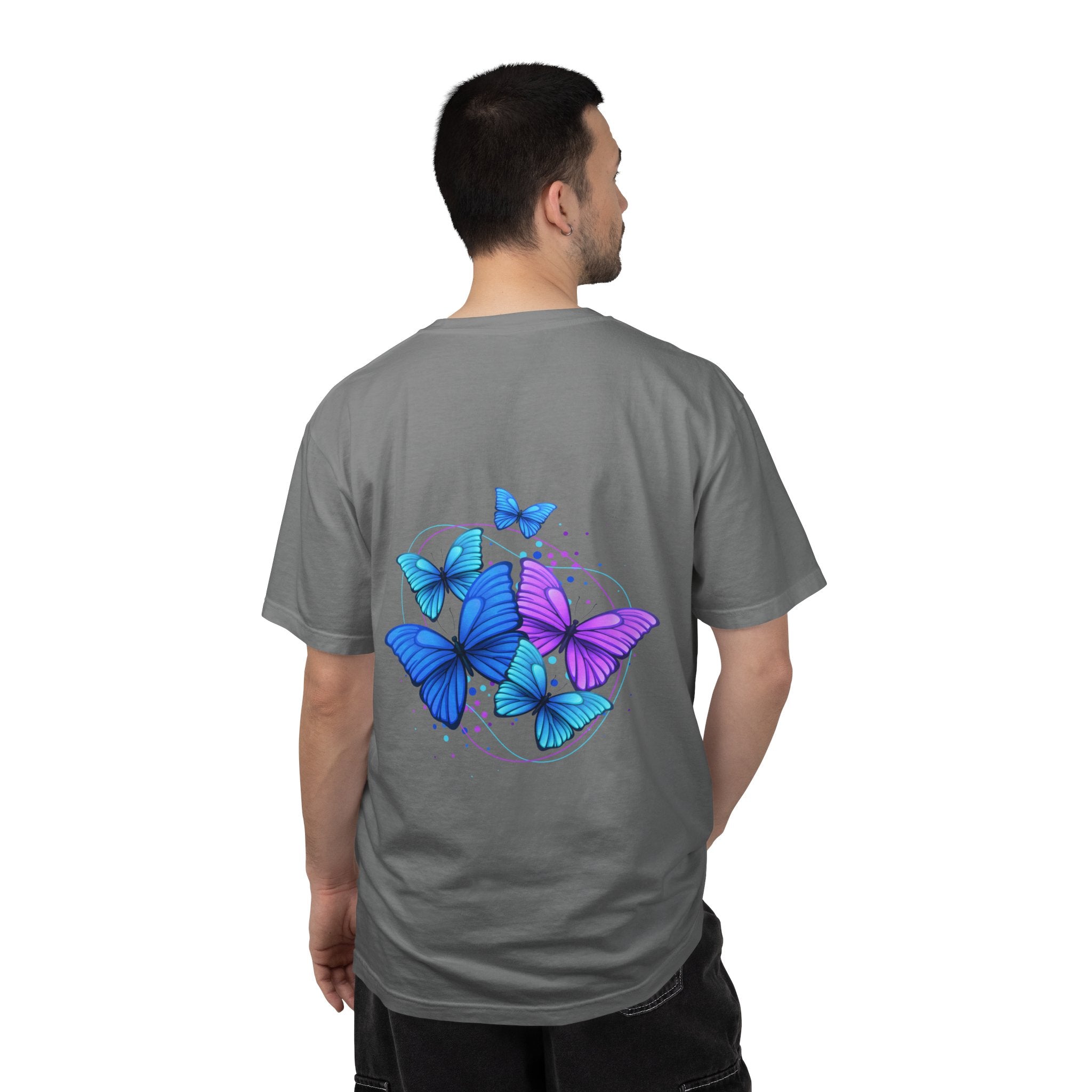 Butterfly Cluster T‑Shirt — Blue & Purple Wings Graphic Tee