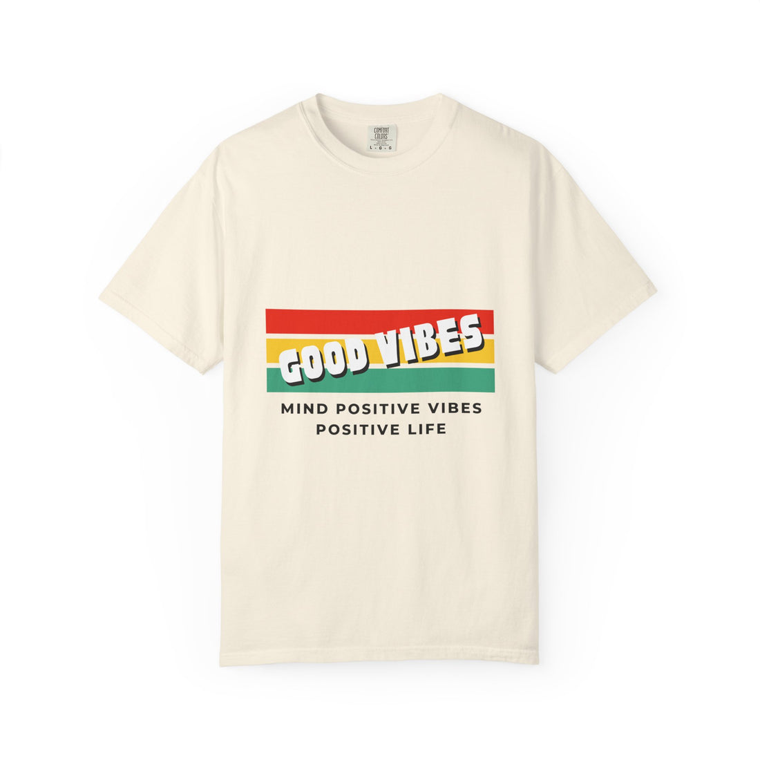 Good Vibes T-Shirt — Retro Stripes “Mind Positive Vibes, Positive Life”