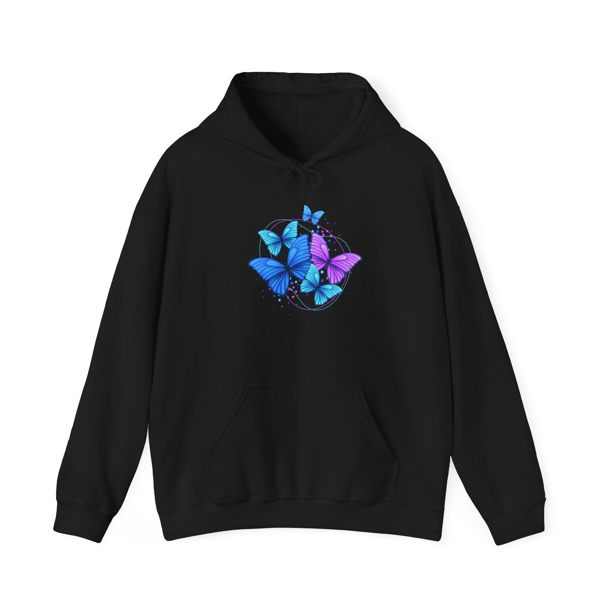 Butterfly Cluster Hoodie – Blue & Purple Butterfly Graphic Sweatshirt