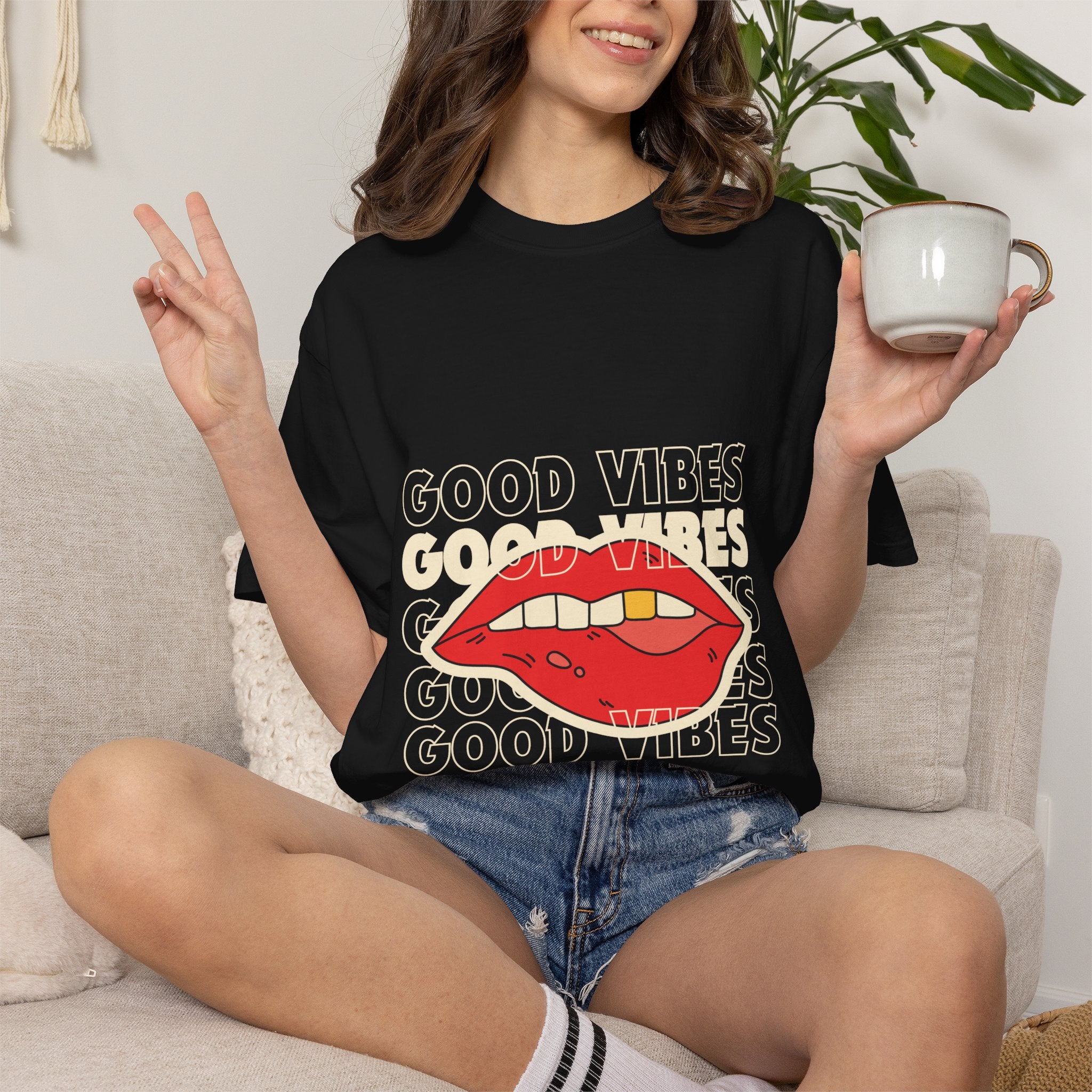 Good Vibes Lip Graphic T-Shirt