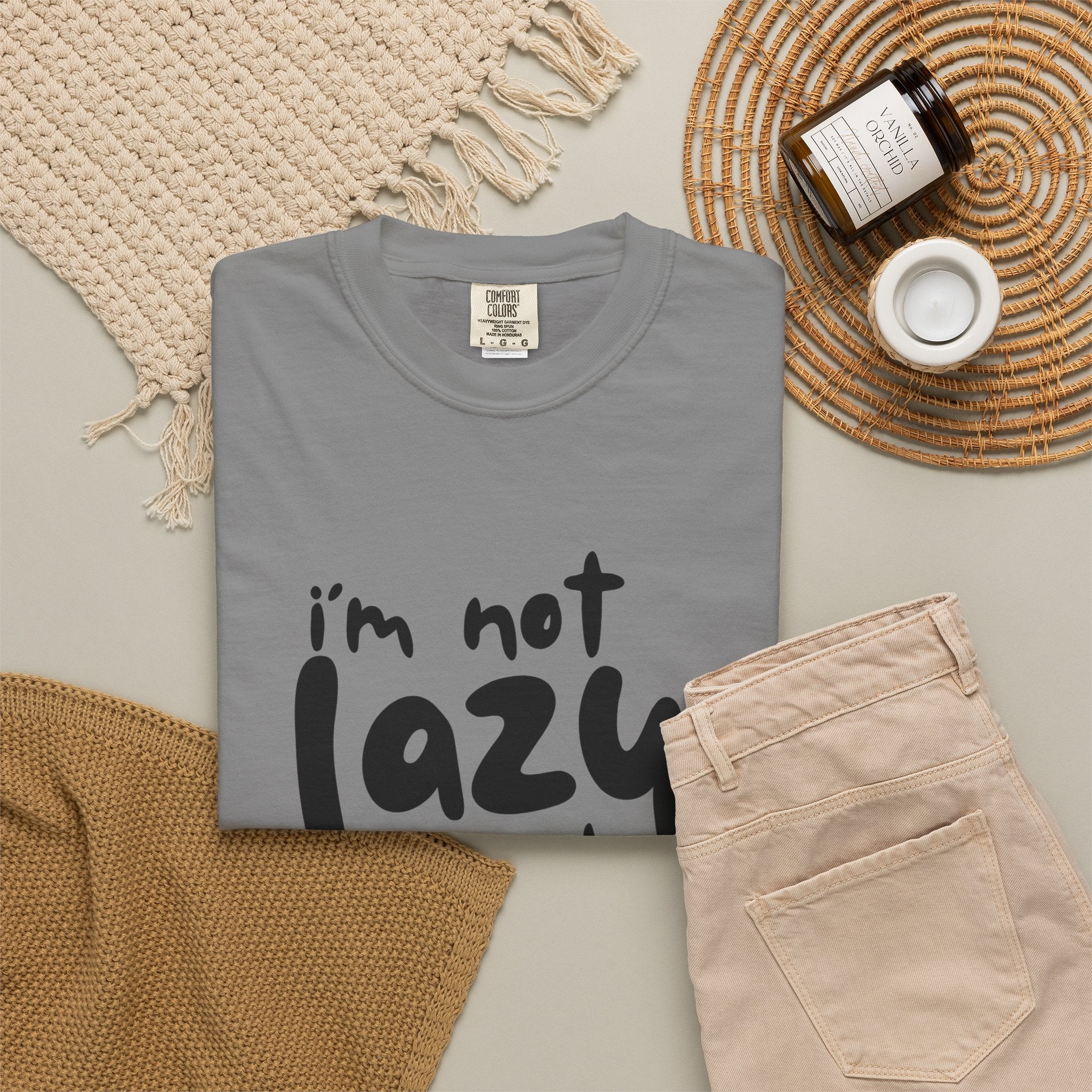 Funny 'I'm Not Lazy I Just Don't Like Work' Graphic T-Shirt