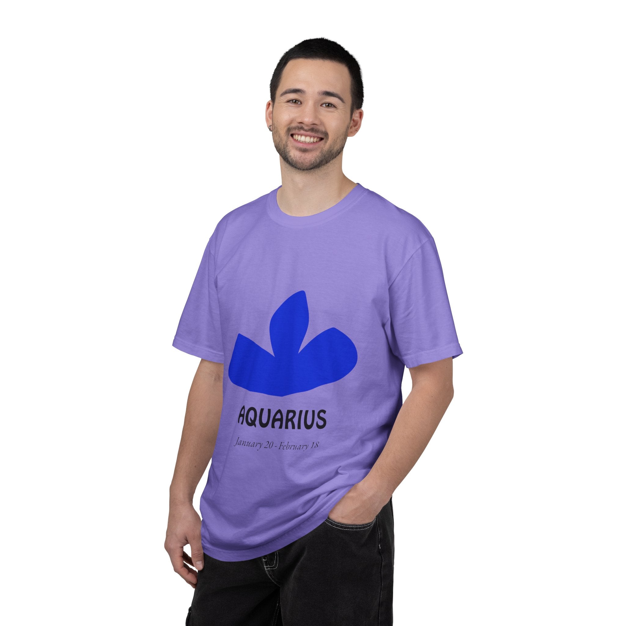 Aquarius Zodiac T-Shirt — Bold Blue Symbol, January 20–February 18 Astrology Tee