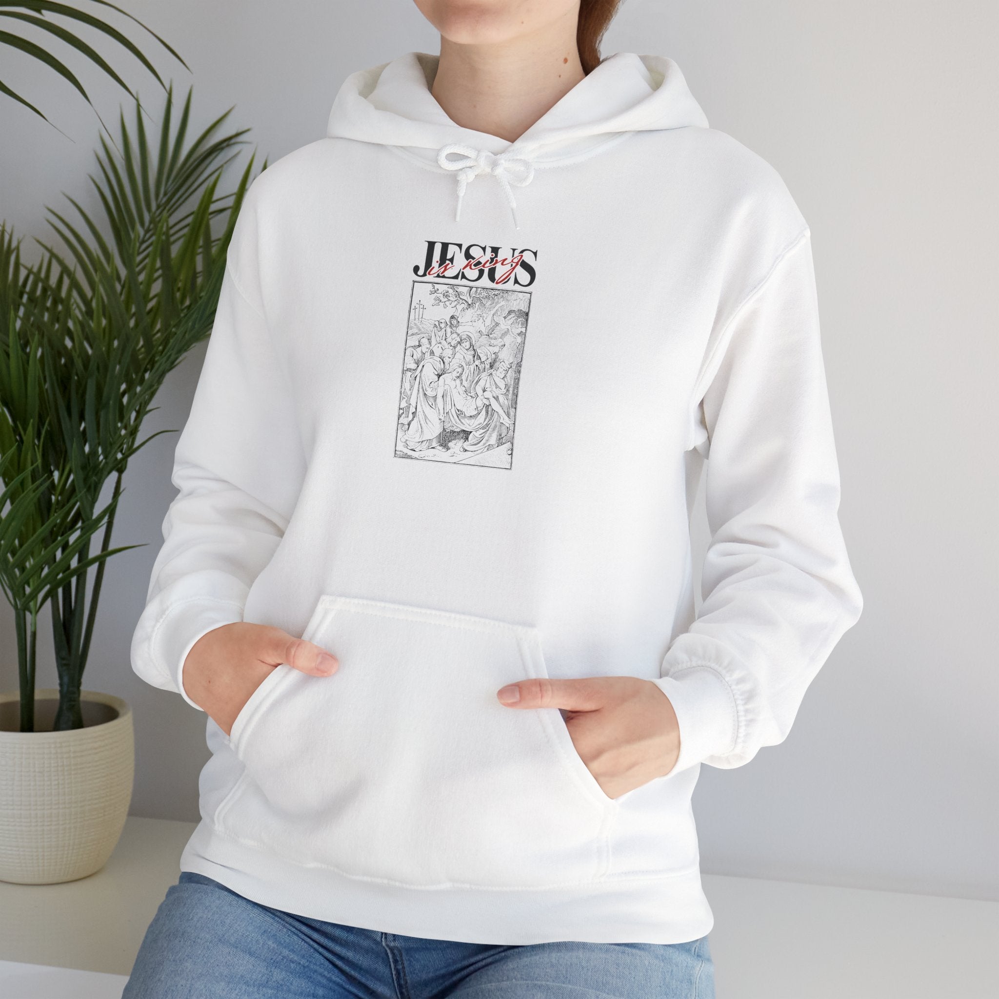Jesus Vintage Illustration Hoodie — Retro Religious Graphic Pullover