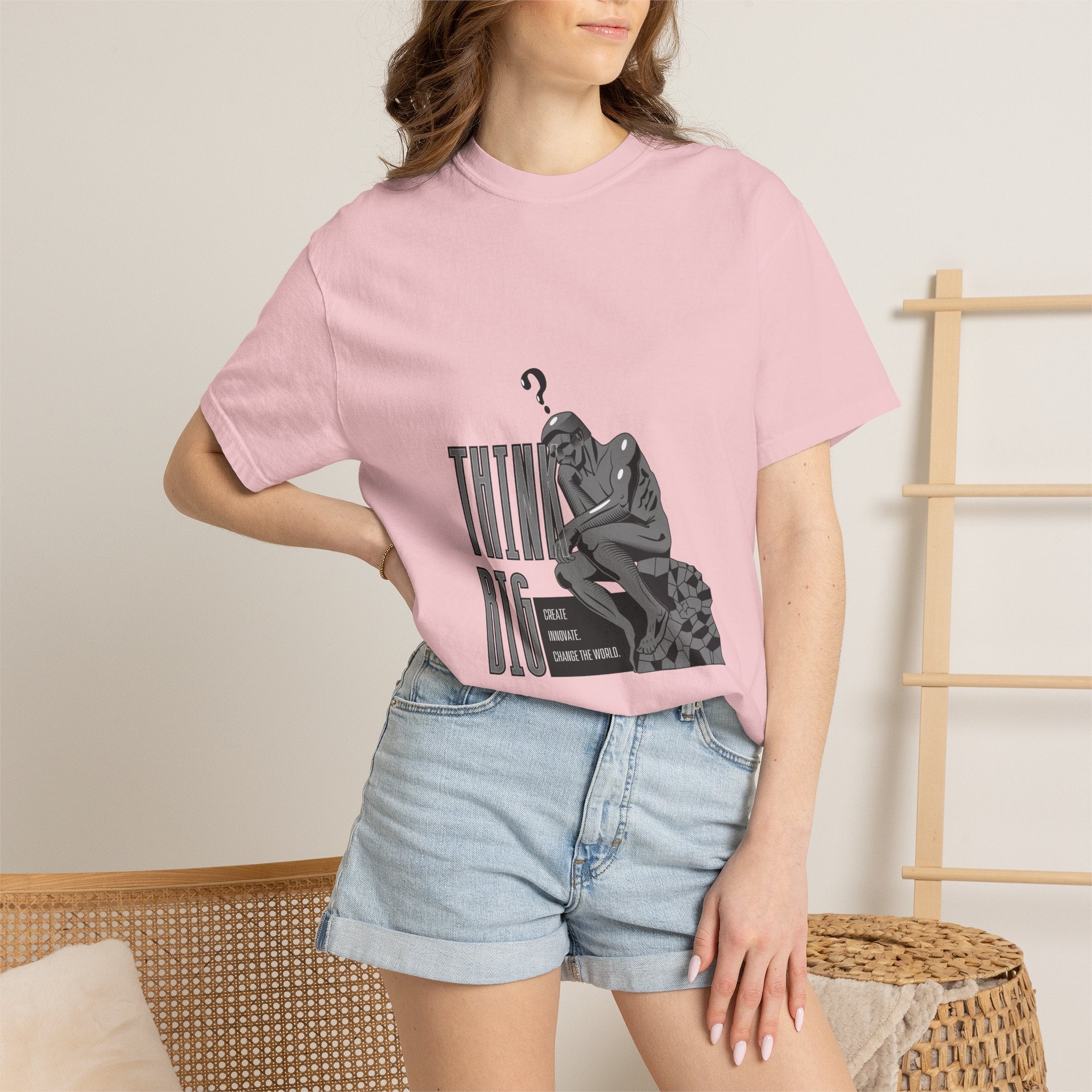 Think Big T-Shirt — Motivational Graphic Tee with Thinking Man Design