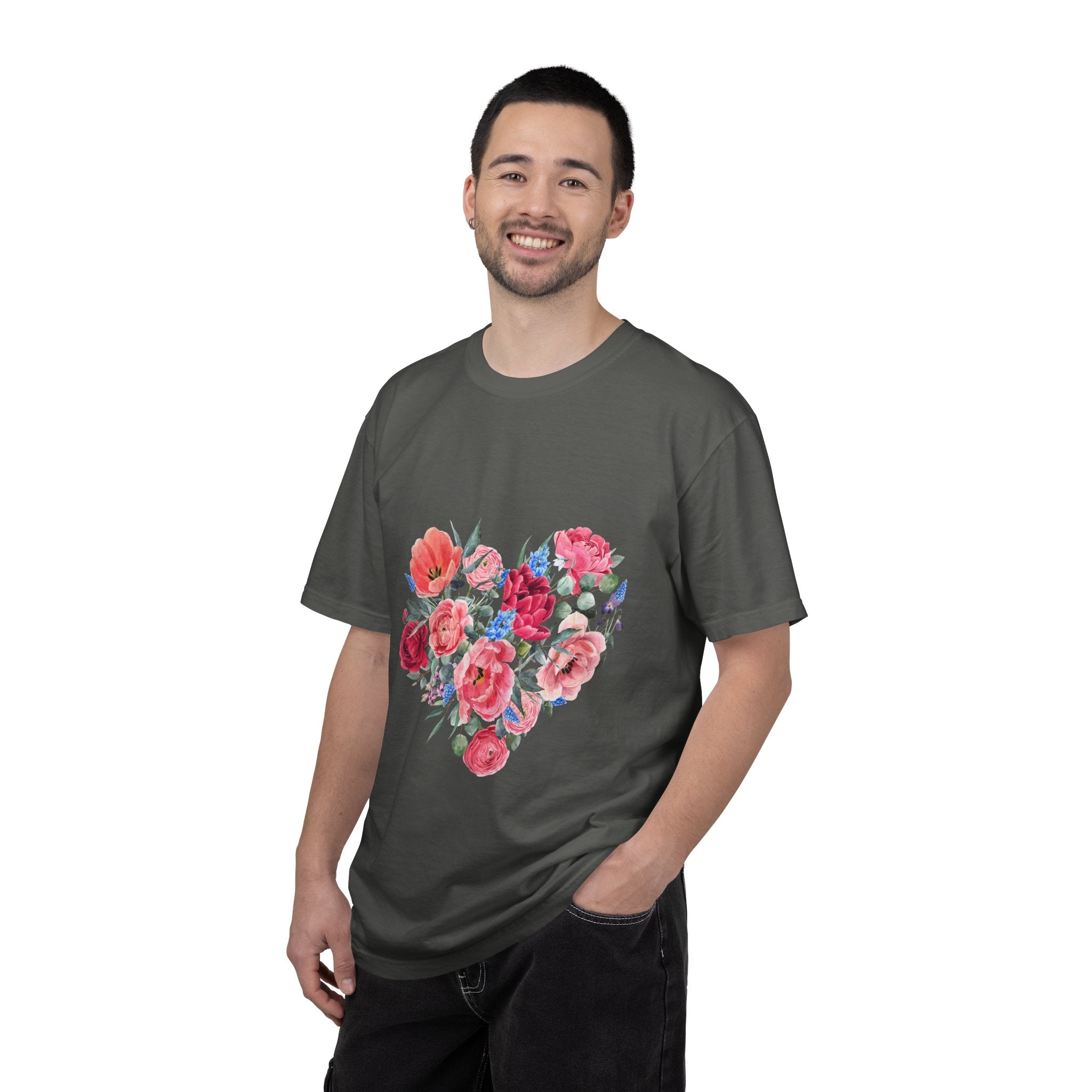 Floral Heart T-Shirt – Watercolor Rose Heart Graphic Tee (Valentine’s Day, Mother's Day)