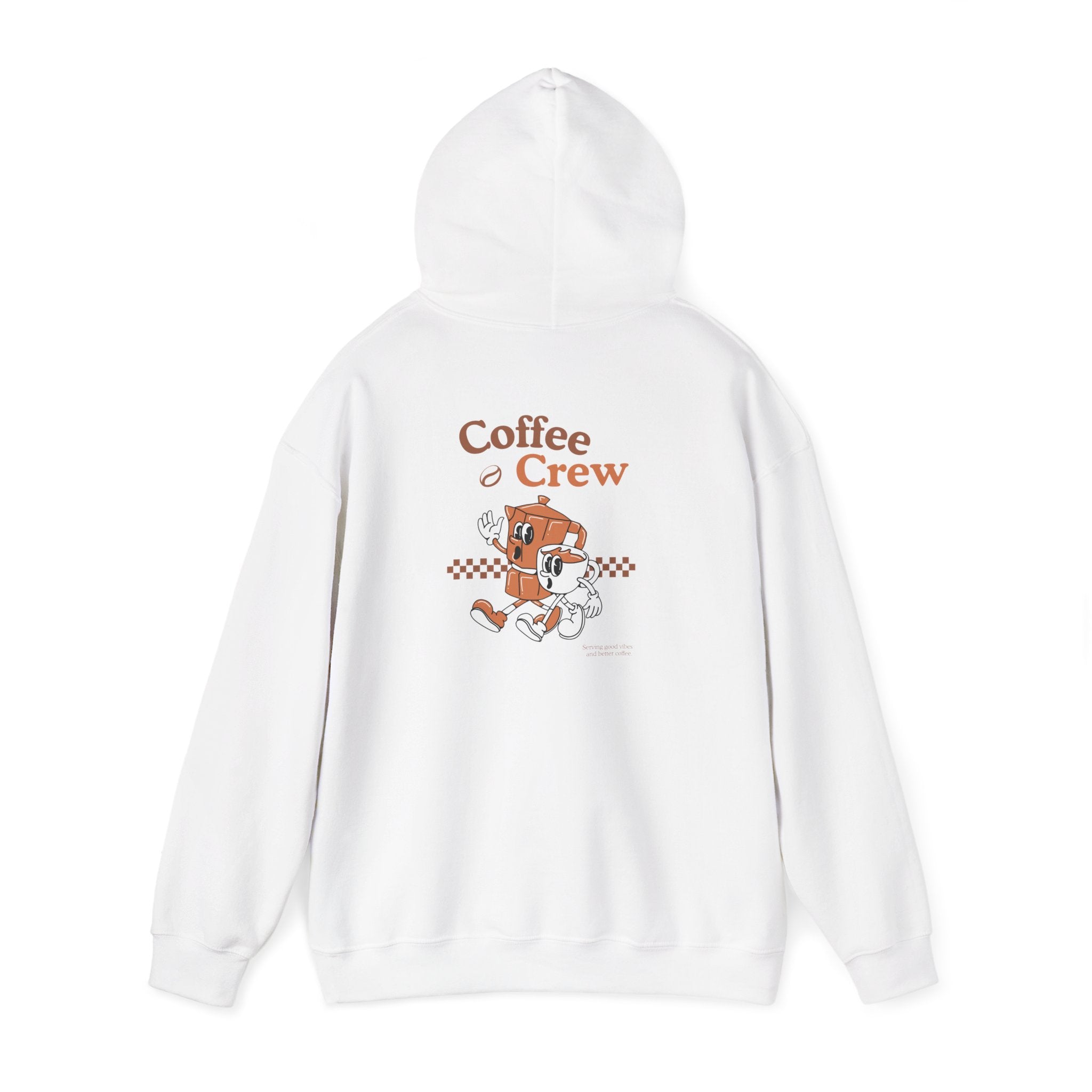 Coffee Crew Hoodie – Retro Running Coffee Cup Graphic Hooded Sweatshirt