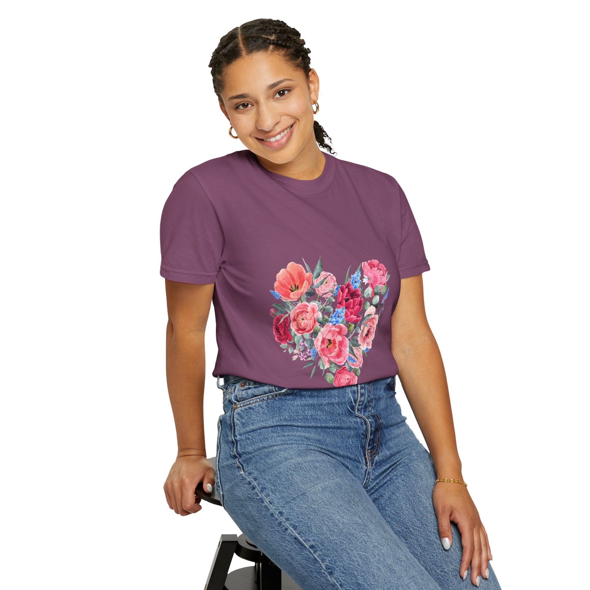 Floral Heart T-Shirt – Watercolor Rose Heart Graphic Tee (Valentine’s Day, Mother's Day)