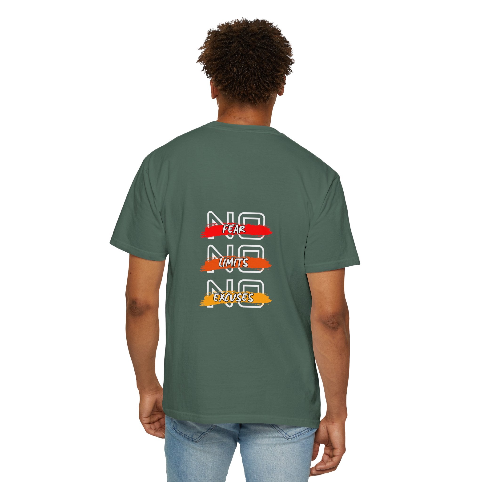 T-Shirt — "No Fear, No Limits, No Excuses" Motivational Graphic Tee