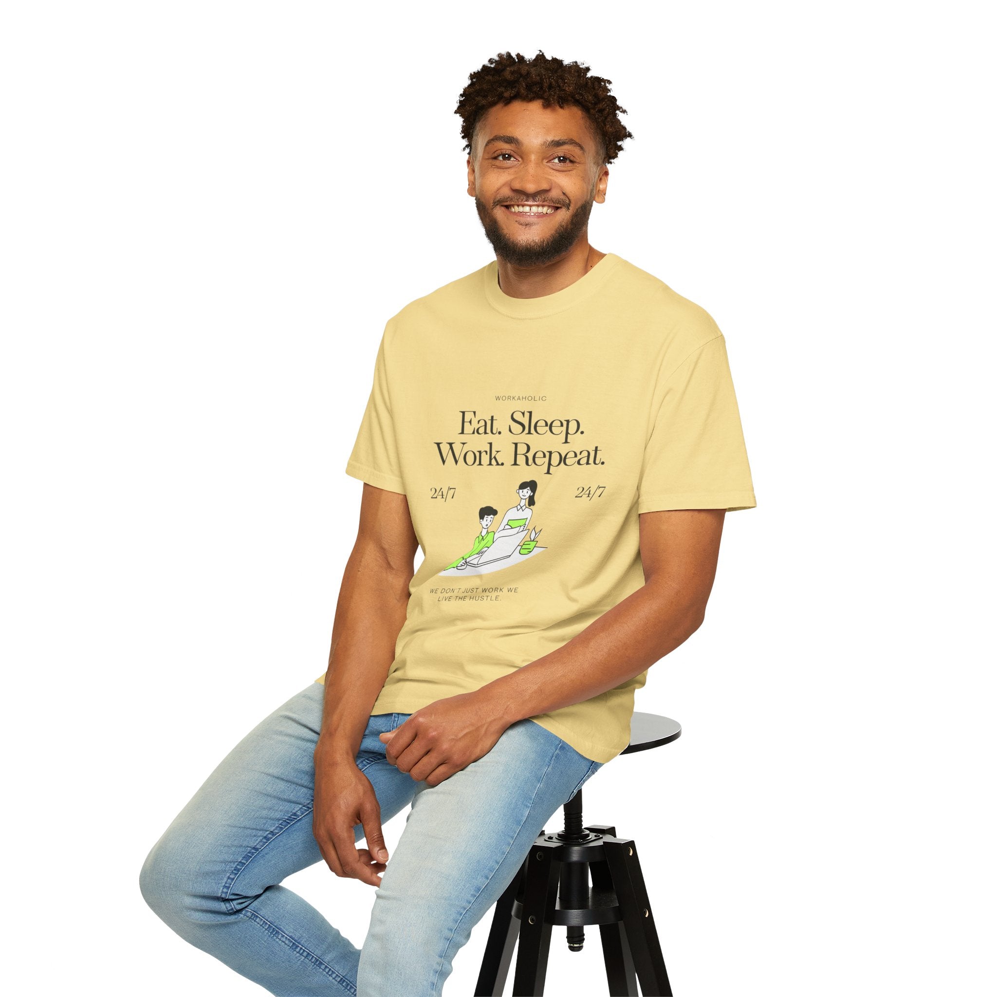 Eat. Sleep. Work. Repeat. Tee — Minimalist Remote Work Graphic T-Shirt
