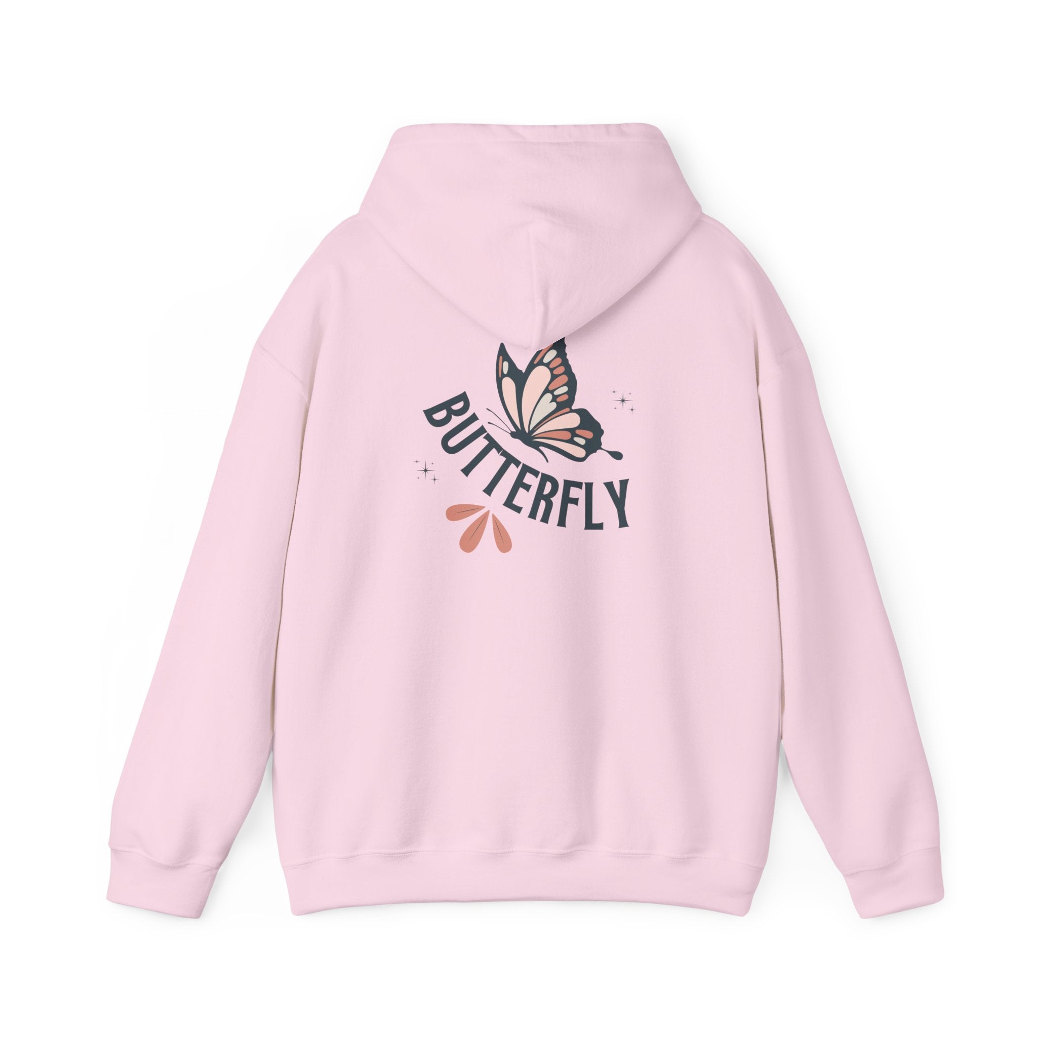 Butterfly Hoodie — Floral Pink Butterfly Graphic Pullover