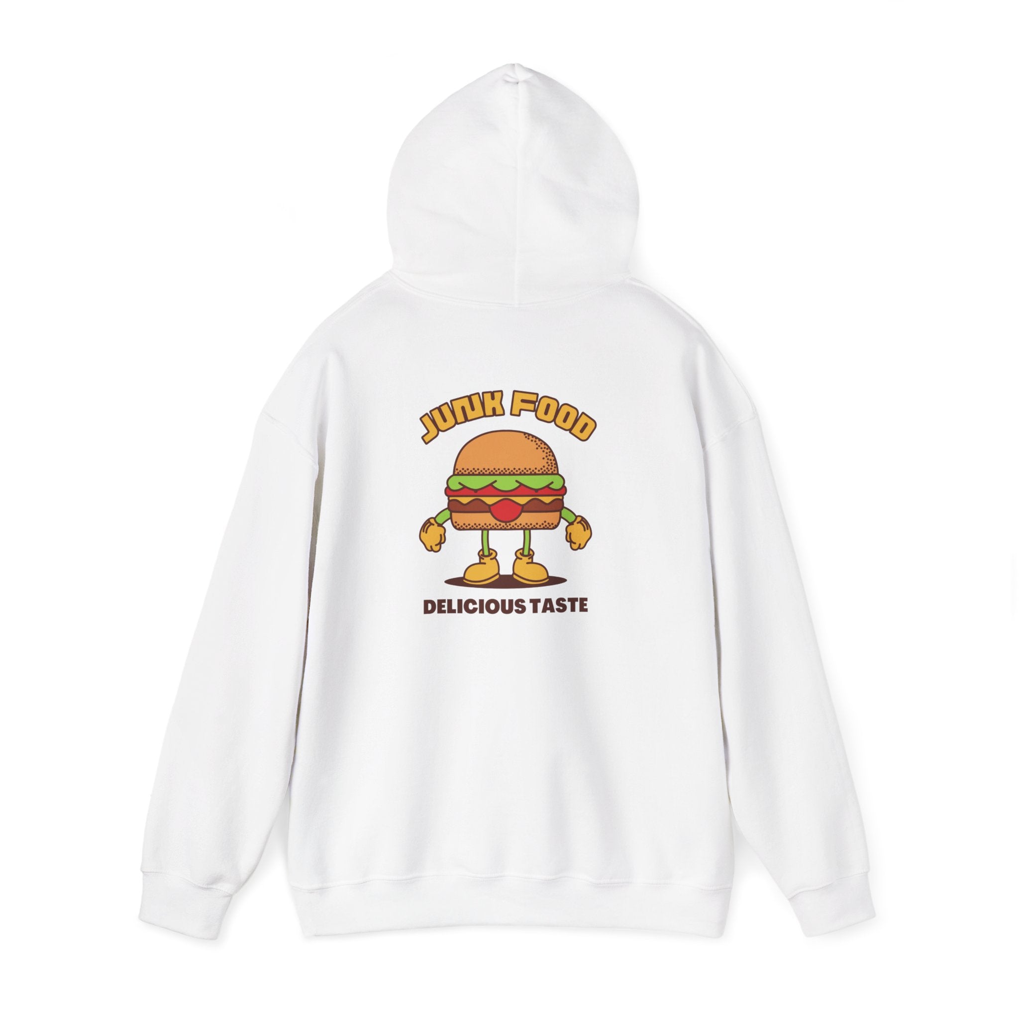 Burger Cartoon Hoodie - "Junk Food Delicious Taste" Funny Food Lover Pullover