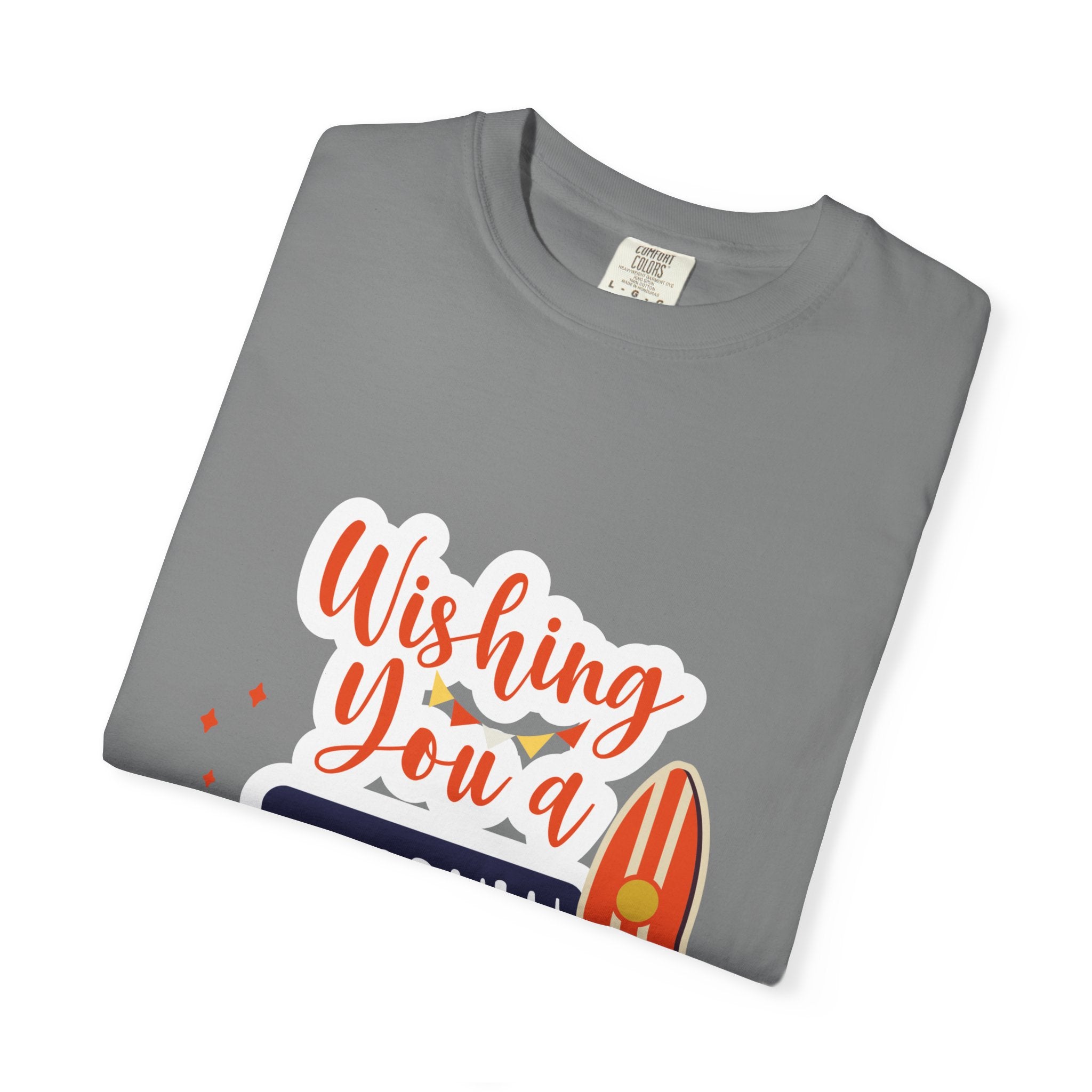 Holiday Surfboard T‑Shirt — "Wishing You a Sparkly Holiday" Beachy Christmas Tee