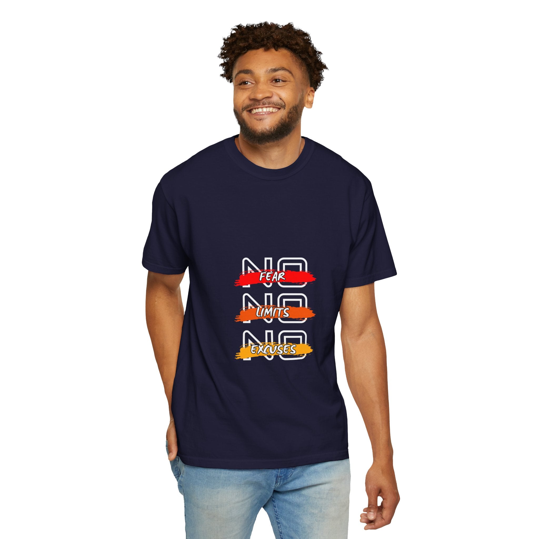 T-Shirt — "No Fear, No Limits, No Excuses" Motivational Graphic Tee