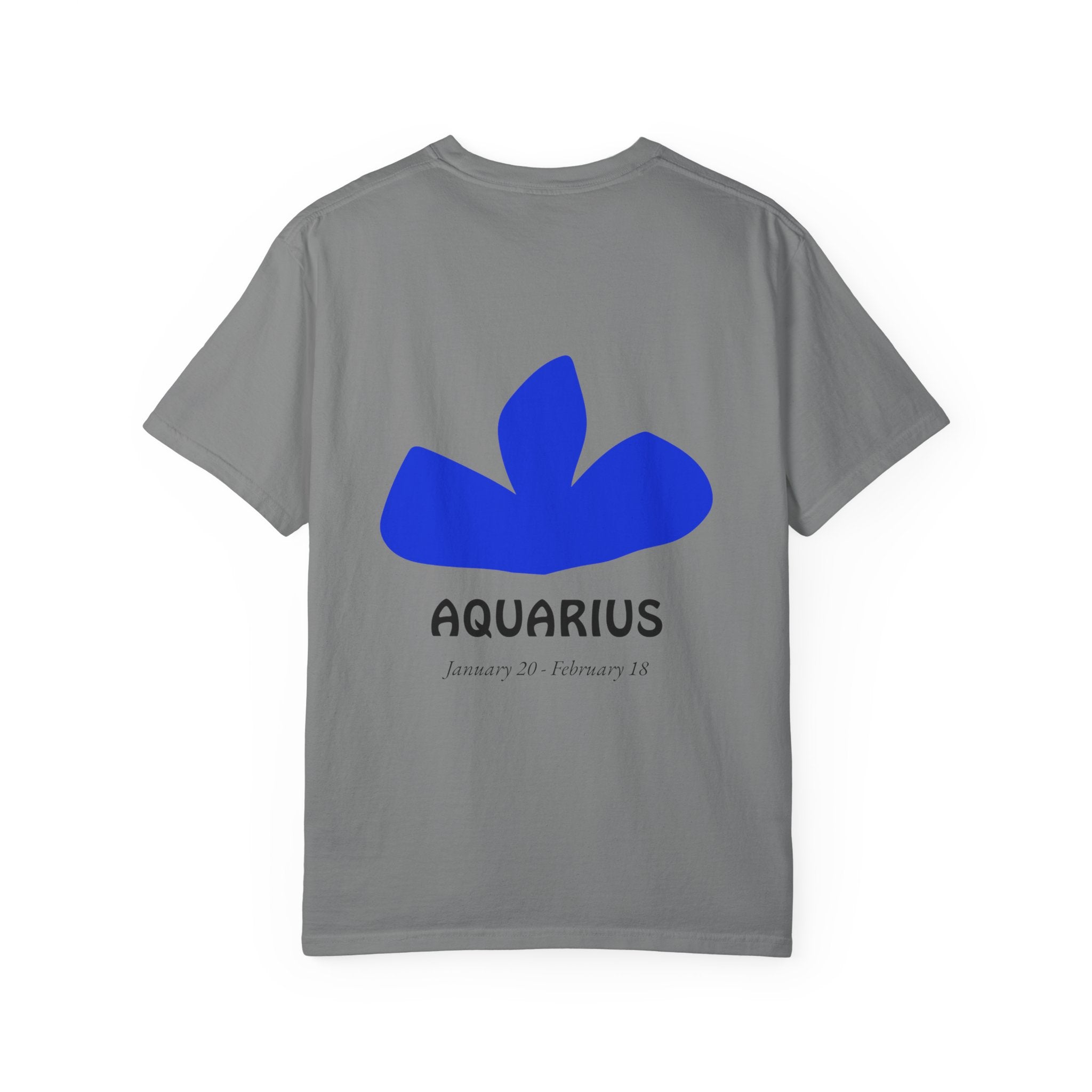 Aquarius Zodiac T-Shirt — Bold Blue Symbol, January 20–February 18 Astrology Tee