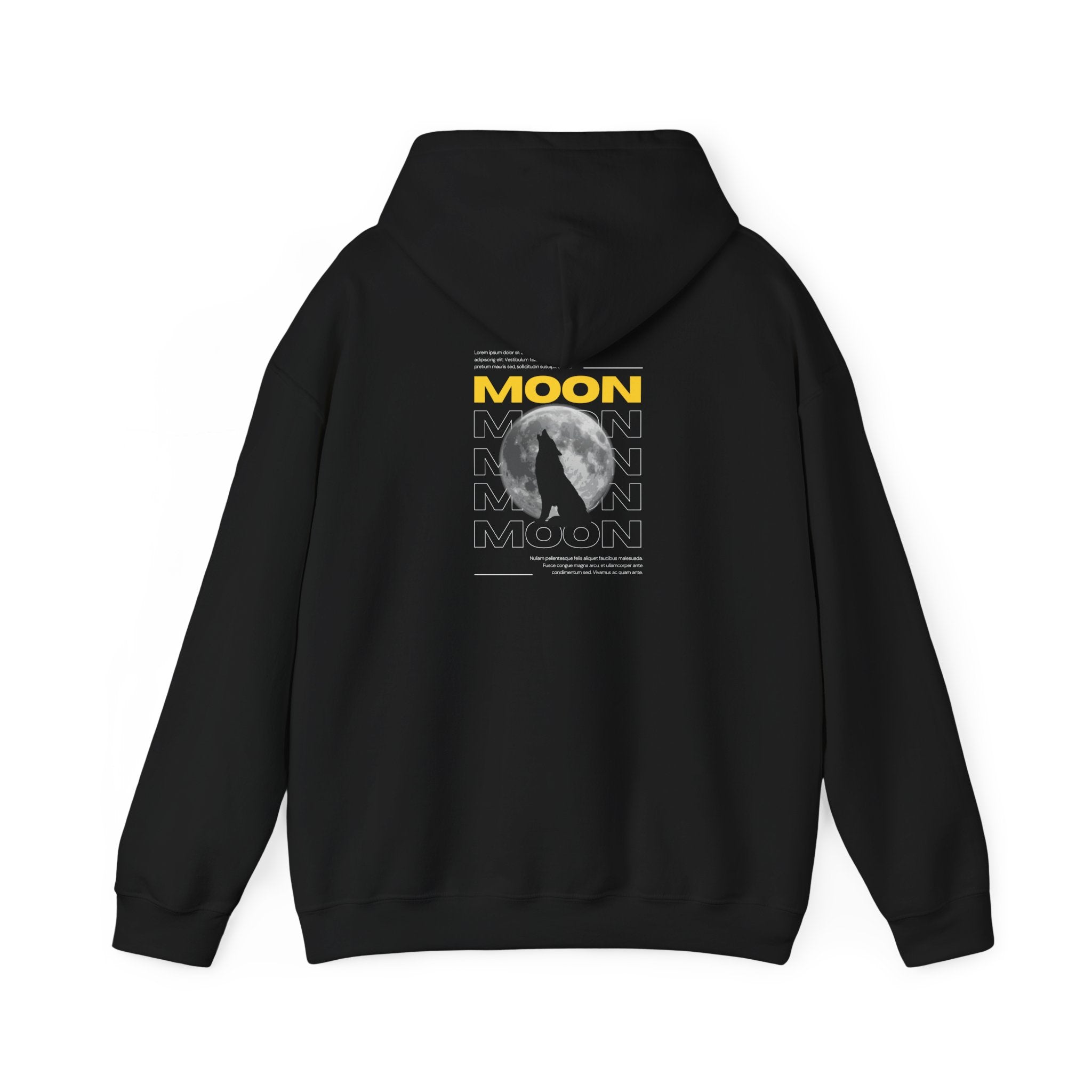 Moon Graphic Hoodie — Wolf Howling at Full Moon Pullover