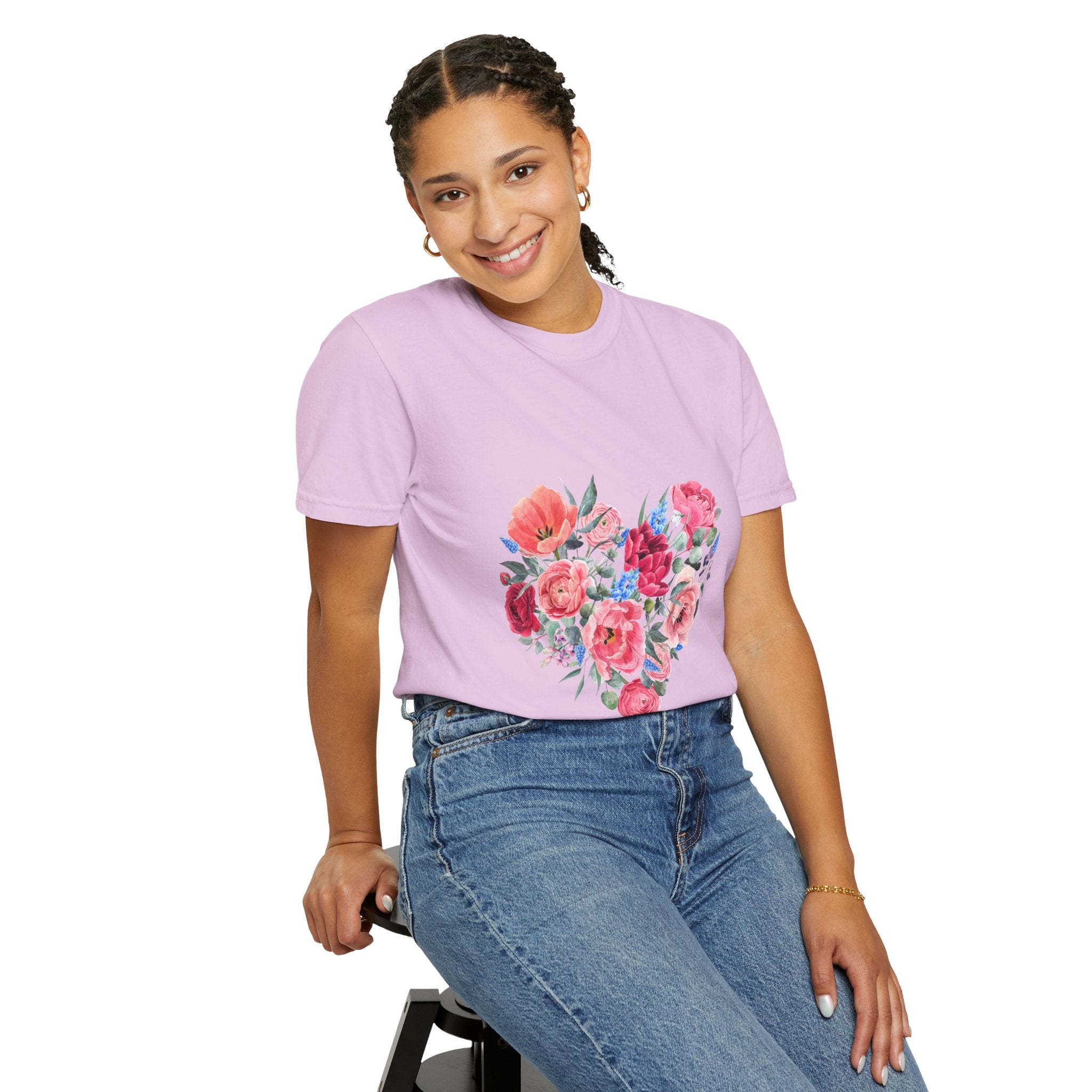 Floral Heart T-Shirt – Watercolor Rose Heart Graphic Tee (Valentine’s Day, Mother's Day)
