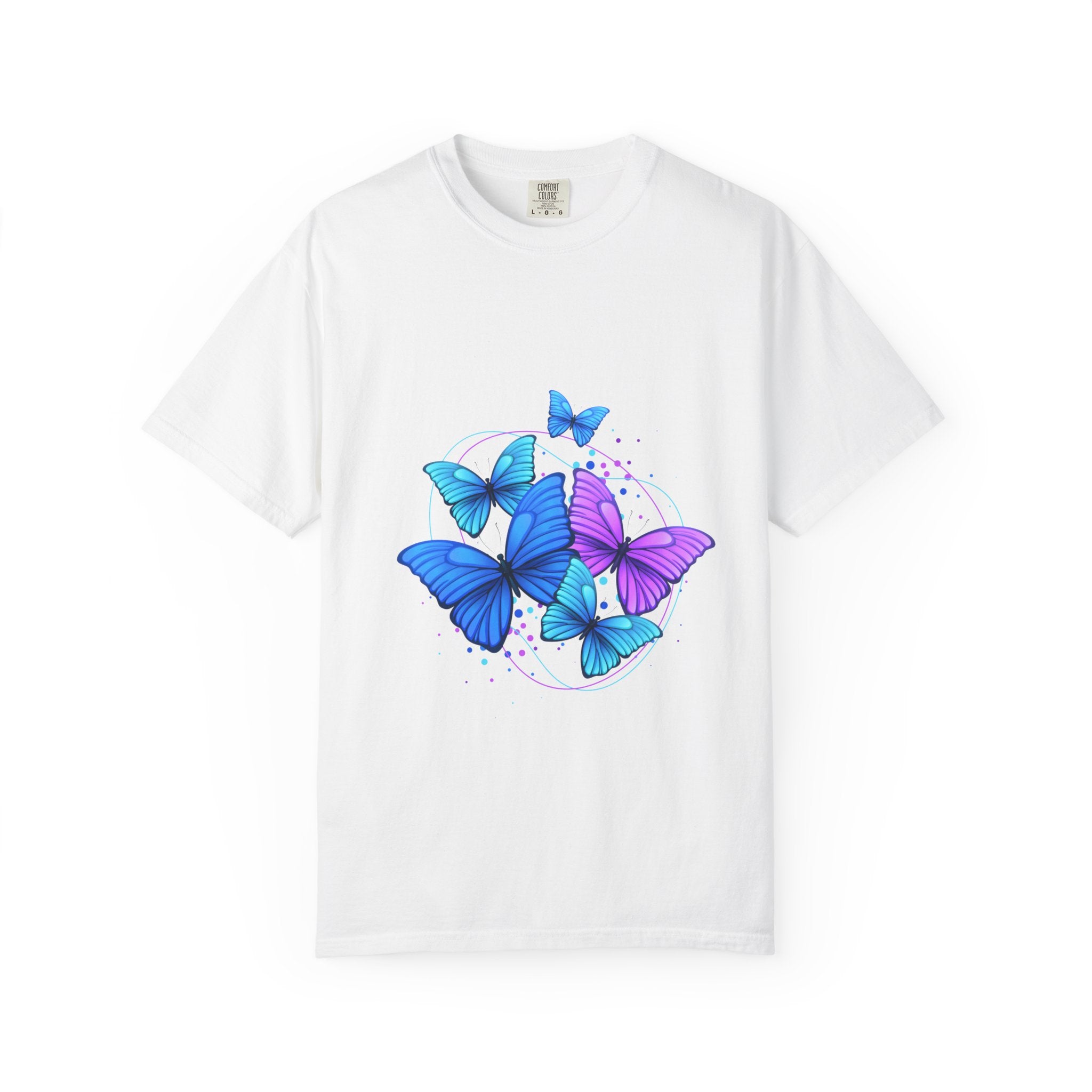 Butterfly Cluster T‑Shirt — Blue & Purple Wings Graphic Tee
