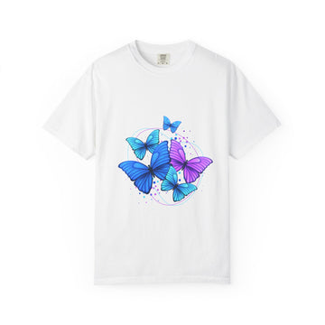 Butterfly Cluster T‑Shirt — Blue & Purple Wings Graphic Tee