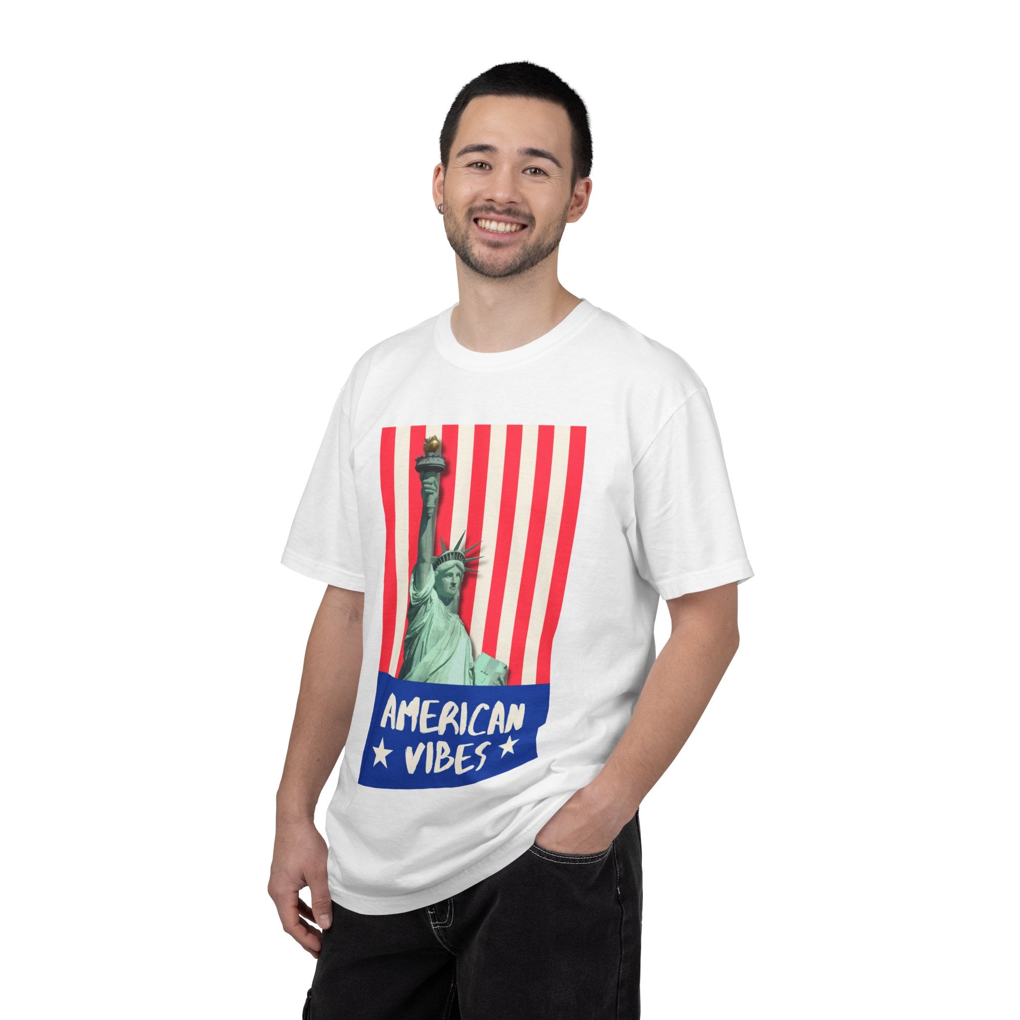 American Vibes T-Shirt — Statue of Liberty Patriotic Tee for 4th of July