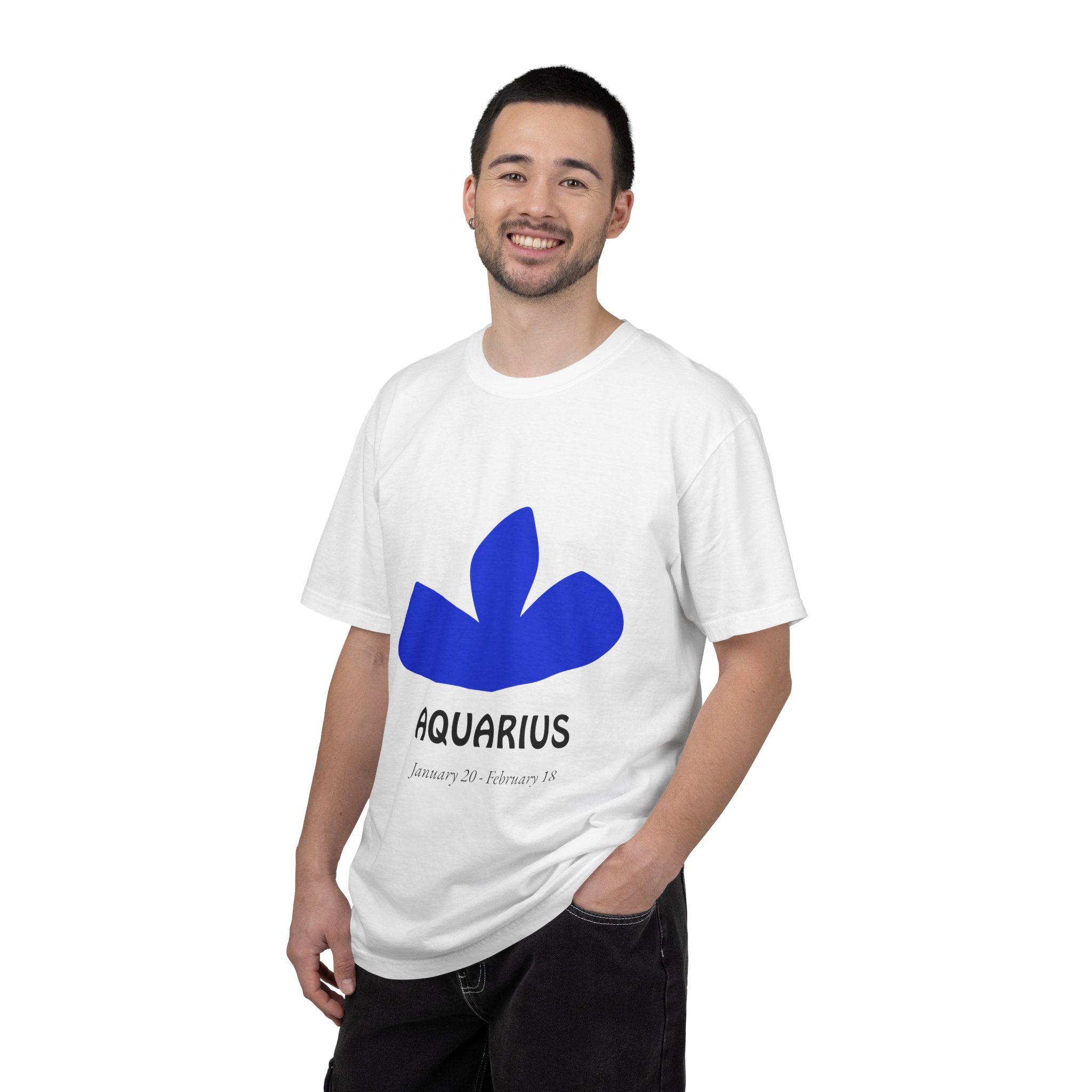 Aquarius Zodiac T-Shirt — Bold Blue Symbol, January 20–February 18 Astrology Tee