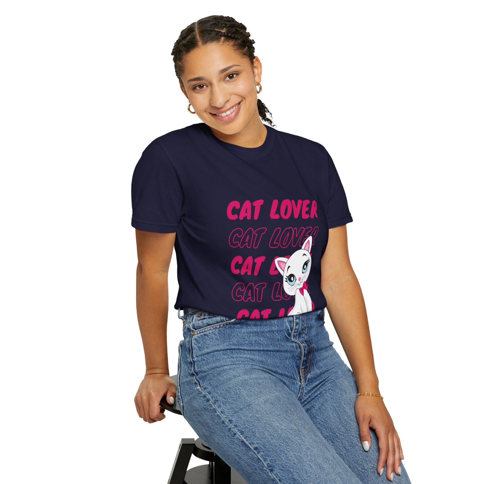 Cat Lover T-Shirt — Cute White Kitten Graphic Tee for Cat Moms & Fans