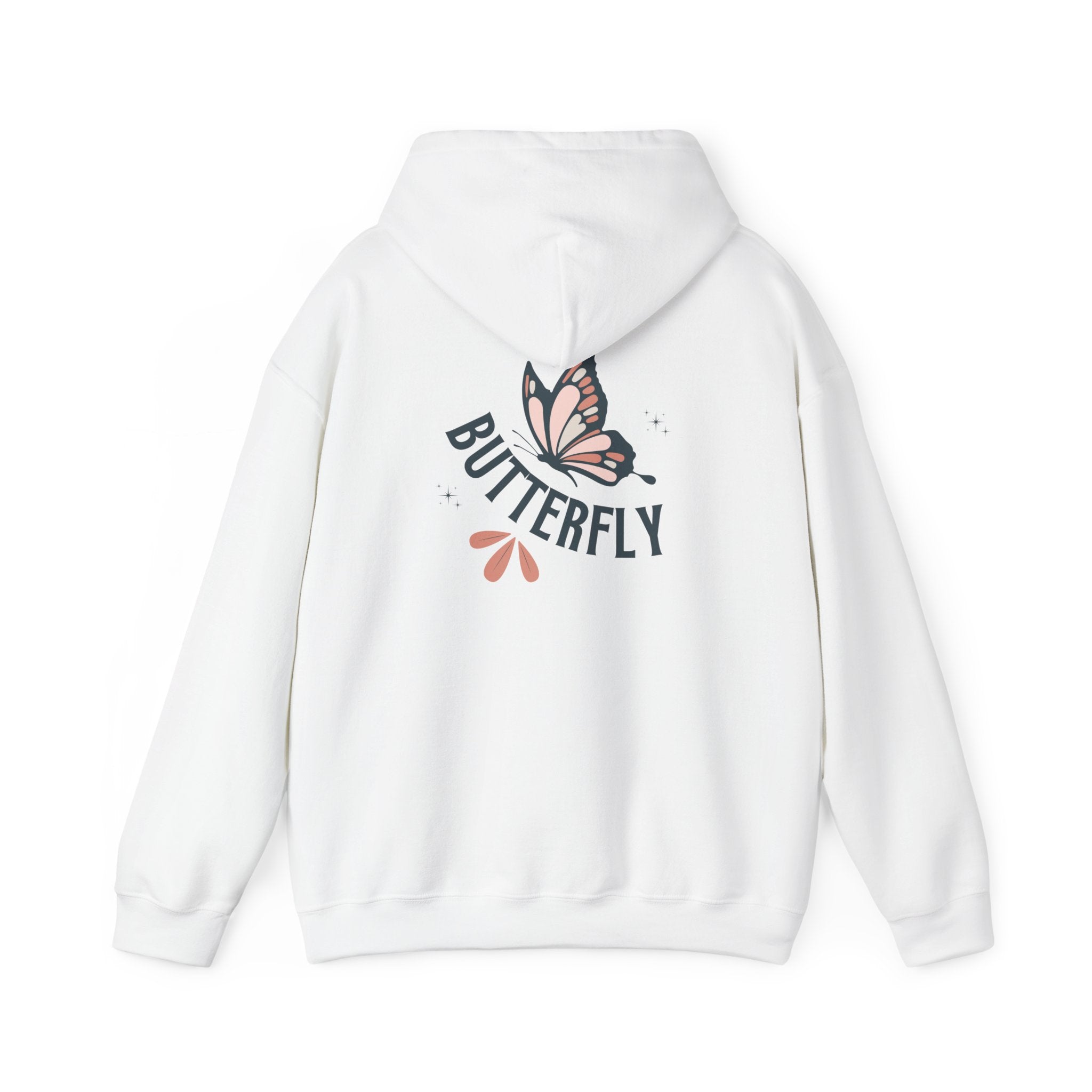 Butterfly Hoodie — Floral Pink Butterfly Graphic Pullover