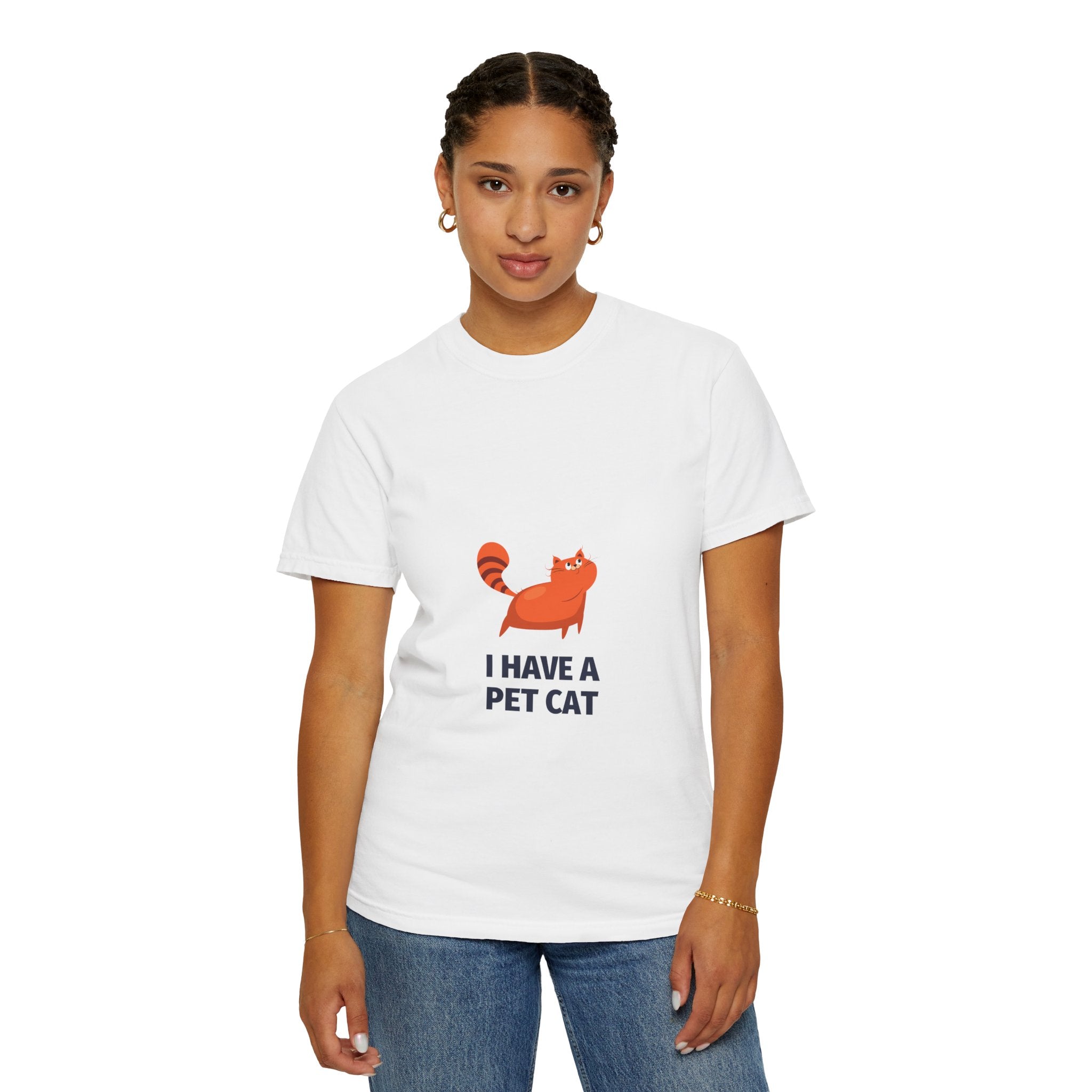 I Have a Pet Cat T-Shirt — Cute Orange Cat Graphic Tee for Cat Lovers