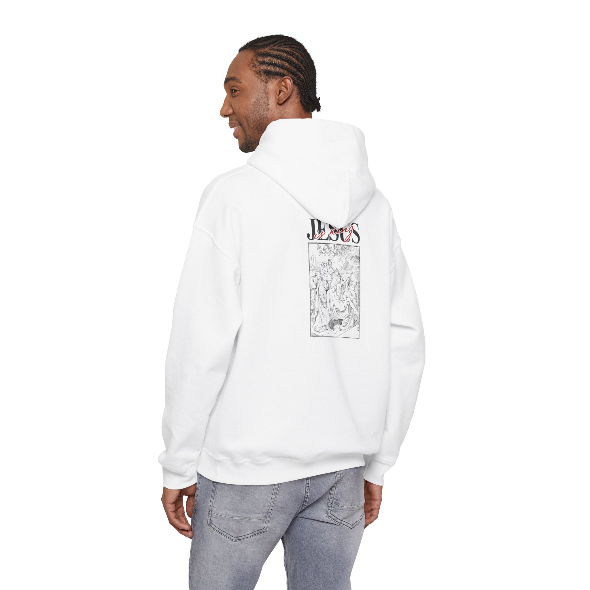 Jesus Vintage Illustration Hoodie — Retro Religious Graphic Pullover