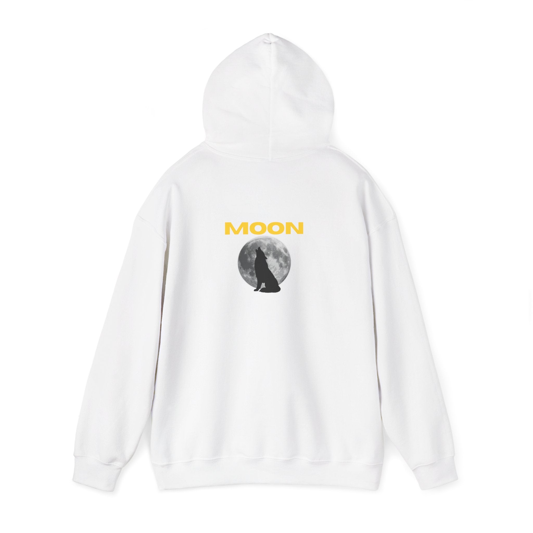 Moon Graphic Hoodie — Wolf Howling at Full Moon Pullover