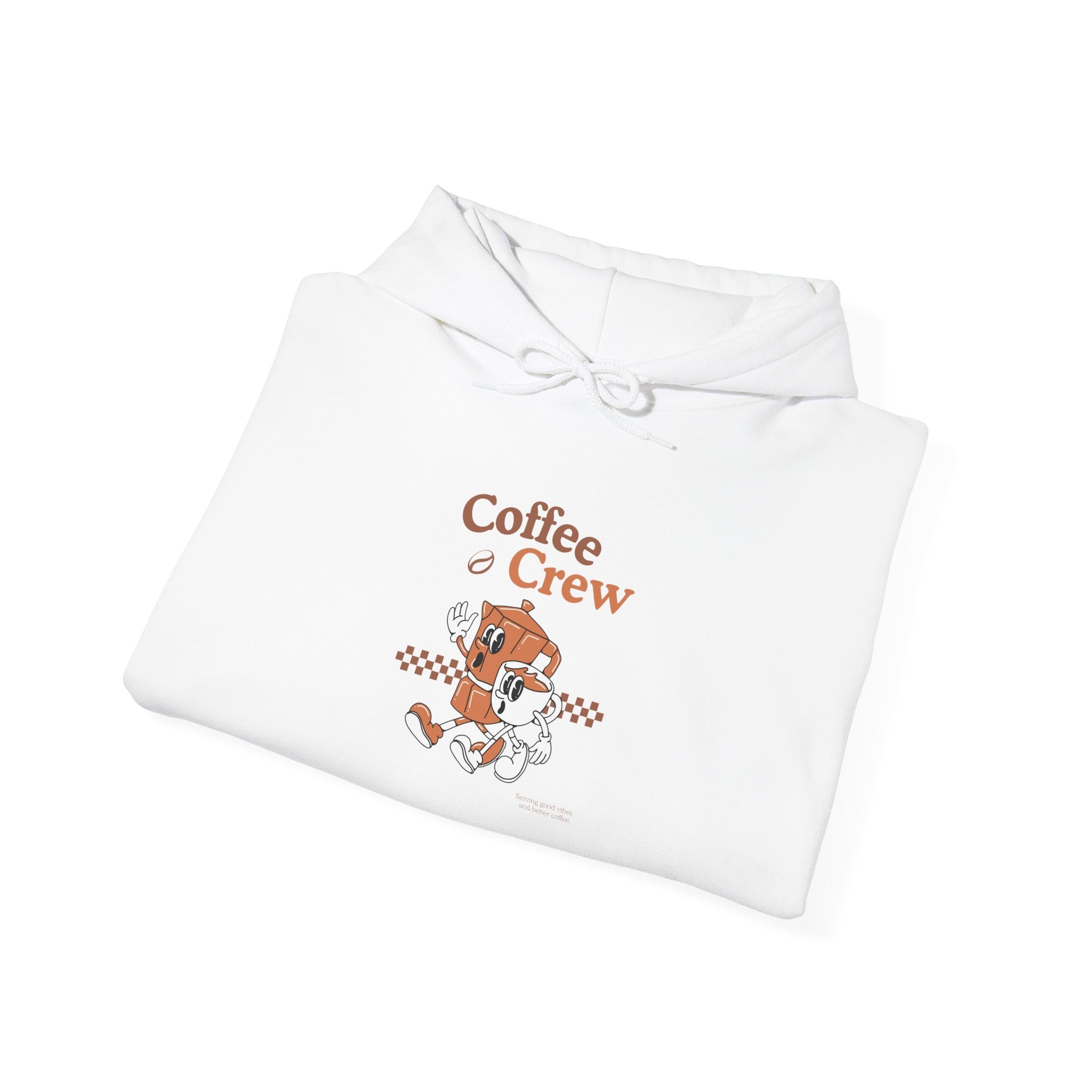 Coffee Crew Hoodie – Retro Running Coffee Cup Graphic Hooded Sweatshirt