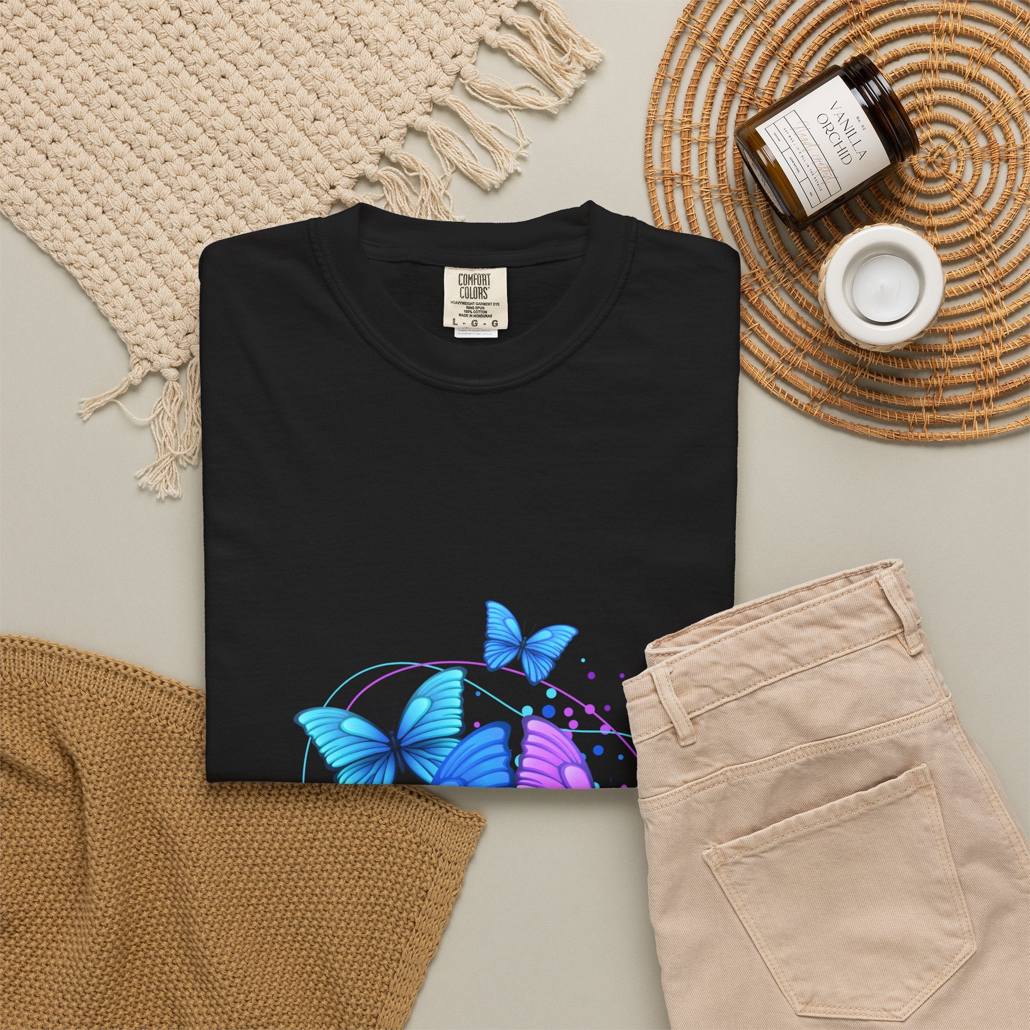 Butterfly Cluster T‑Shirt — Blue & Purple Wings Graphic Tee