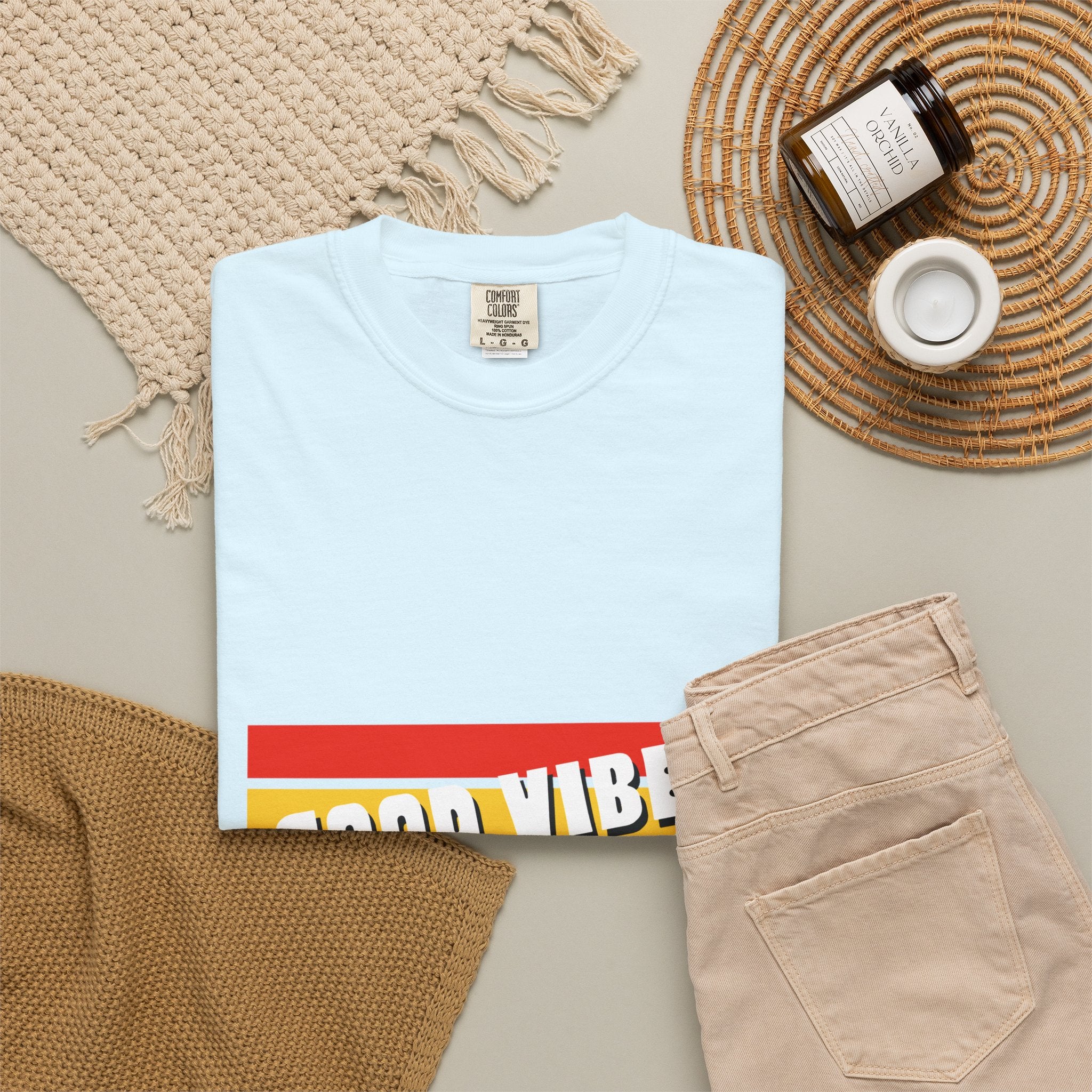 Good Vibes T-Shirt — Retro Stripes “Mind Positive Vibes, Positive Life”