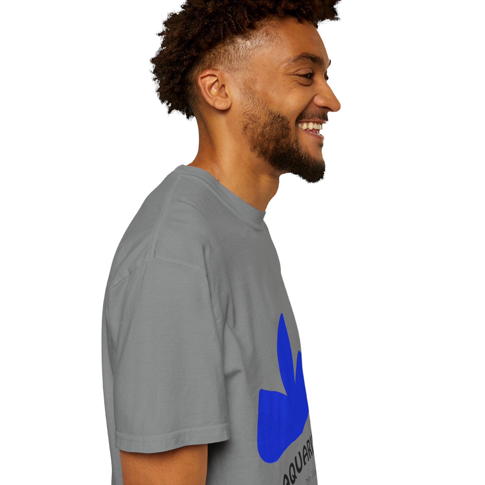 Aquarius Zodiac T-Shirt — Bold Blue Symbol, January 20–February 18 Astrology Tee