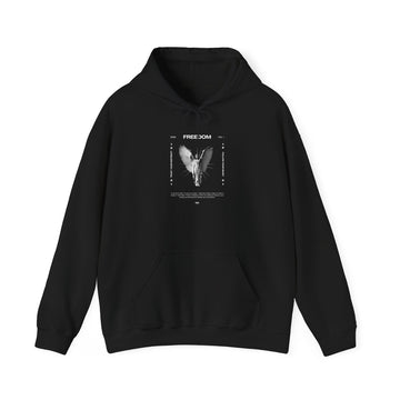 Freedom Angel Hoodie – Graphic Black Pullover with Winged Figure