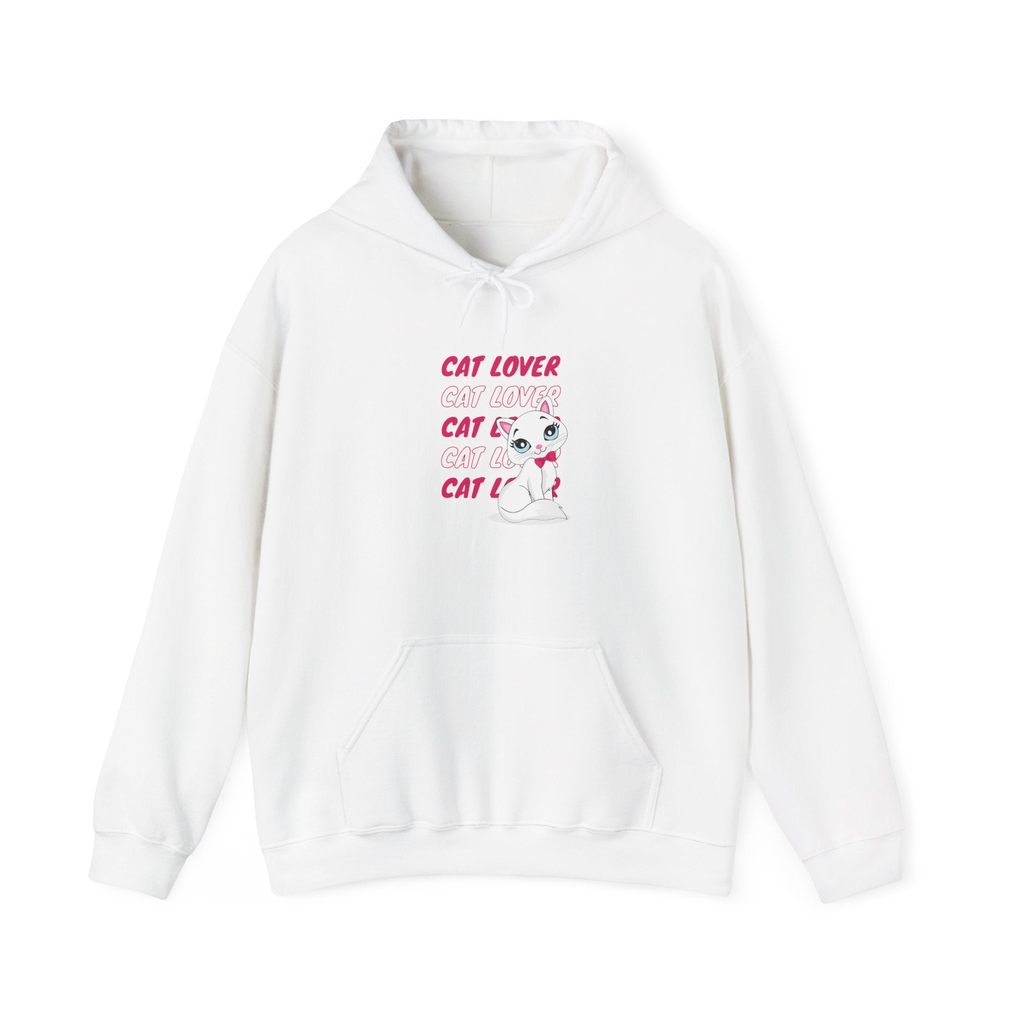 Cat Lover Hoodie — Cute Pink Kitty Graphic Pullover