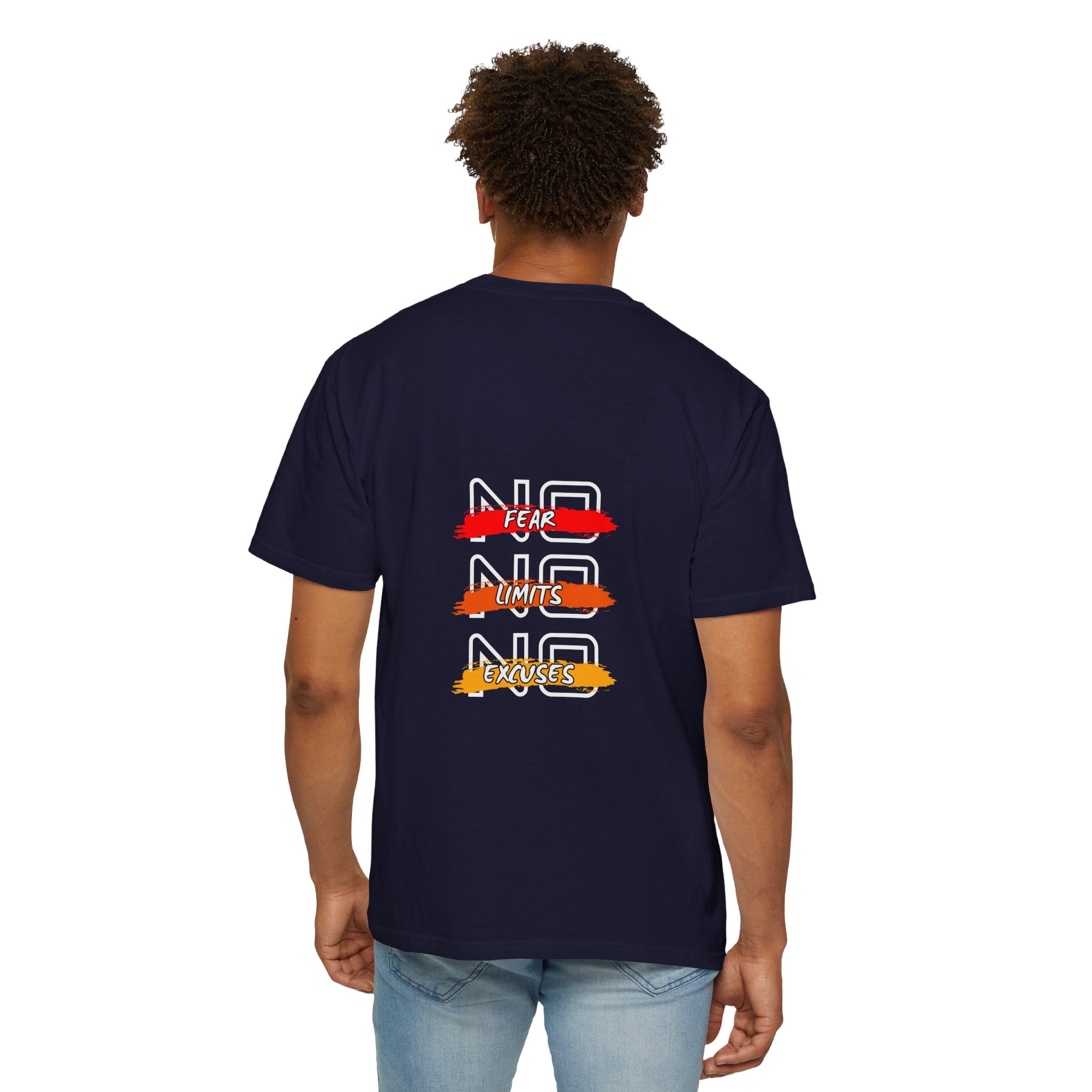 T-Shirt — "No Fear, No Limits, No Excuses" Motivational Graphic Tee